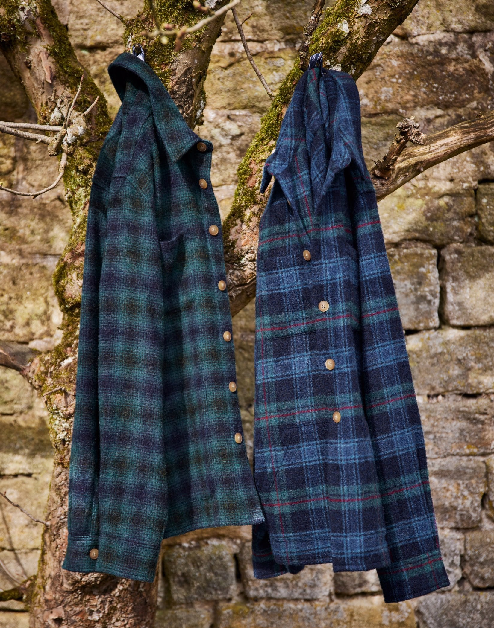 Wool Overshirt - Navy/Green/Red