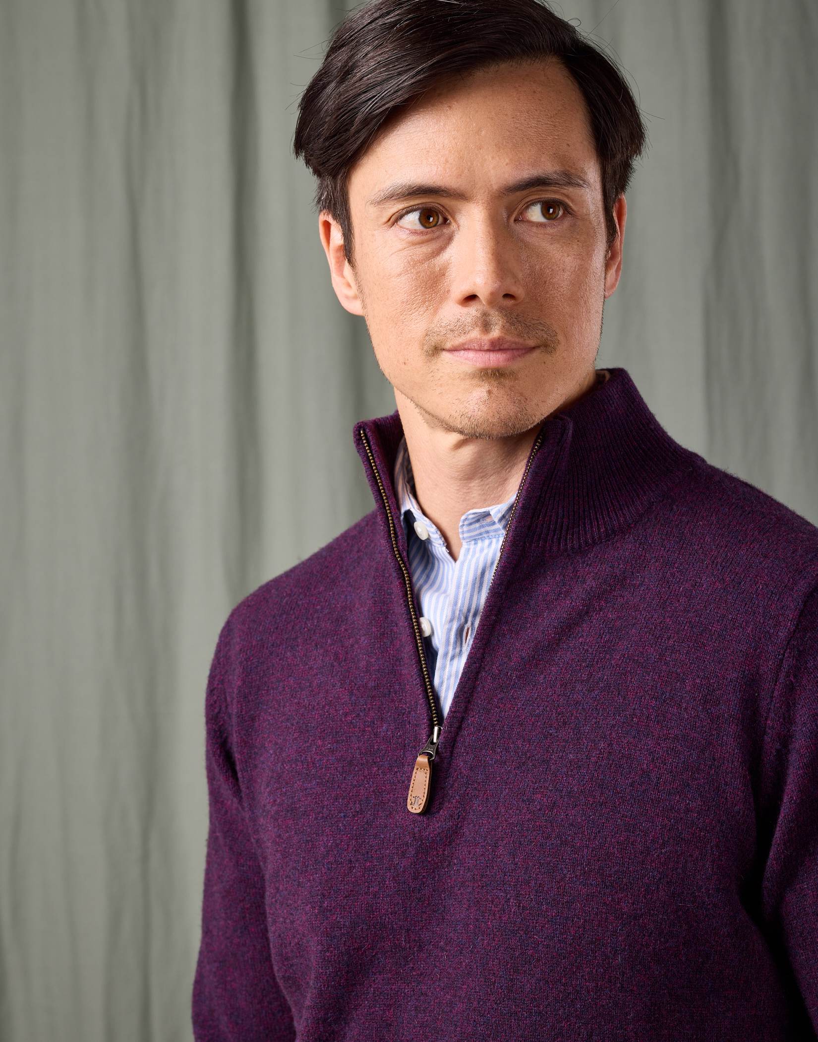Lambswool Half Zip Jumper - Blackberry