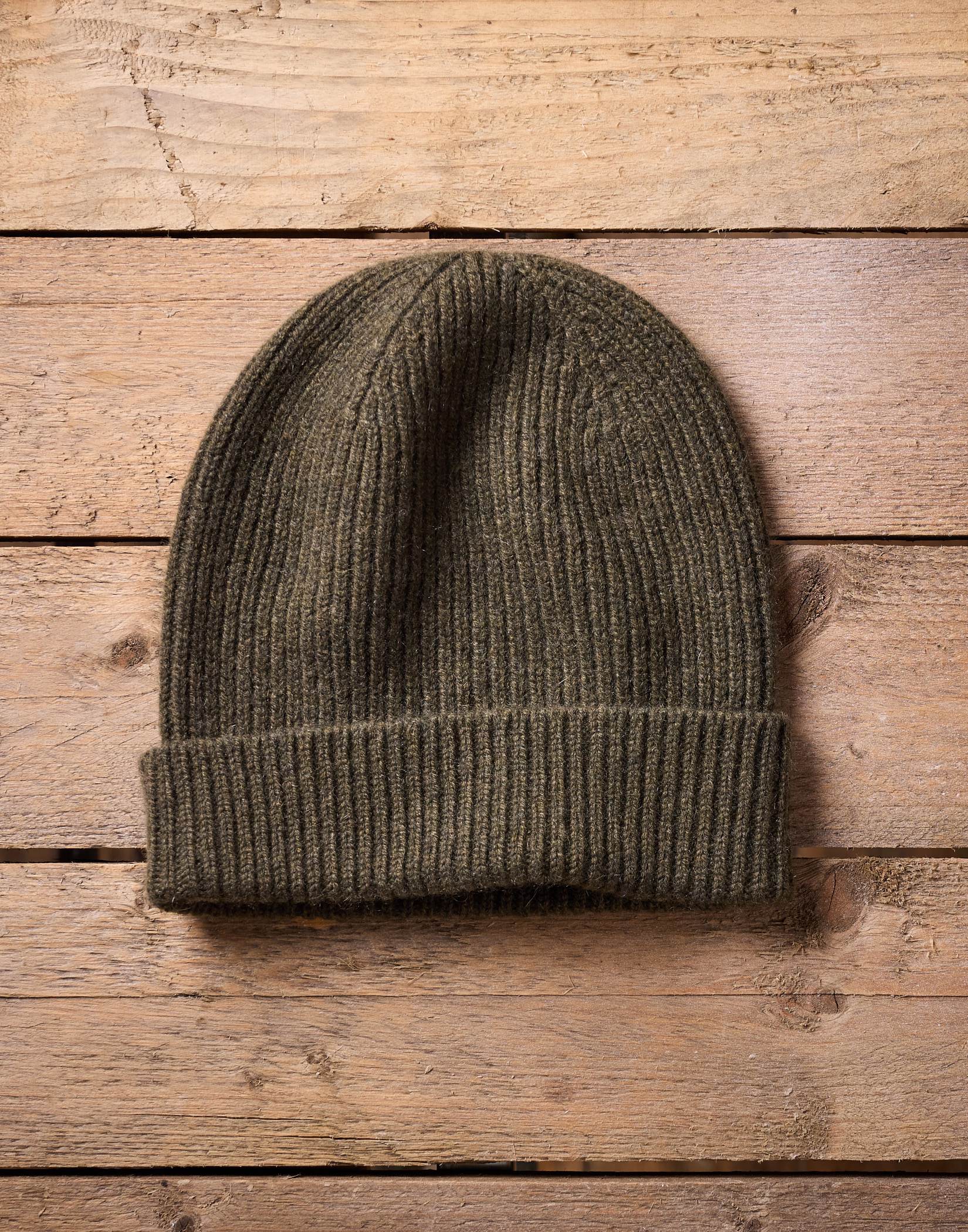 Cashmere Beanie Hat - Olive