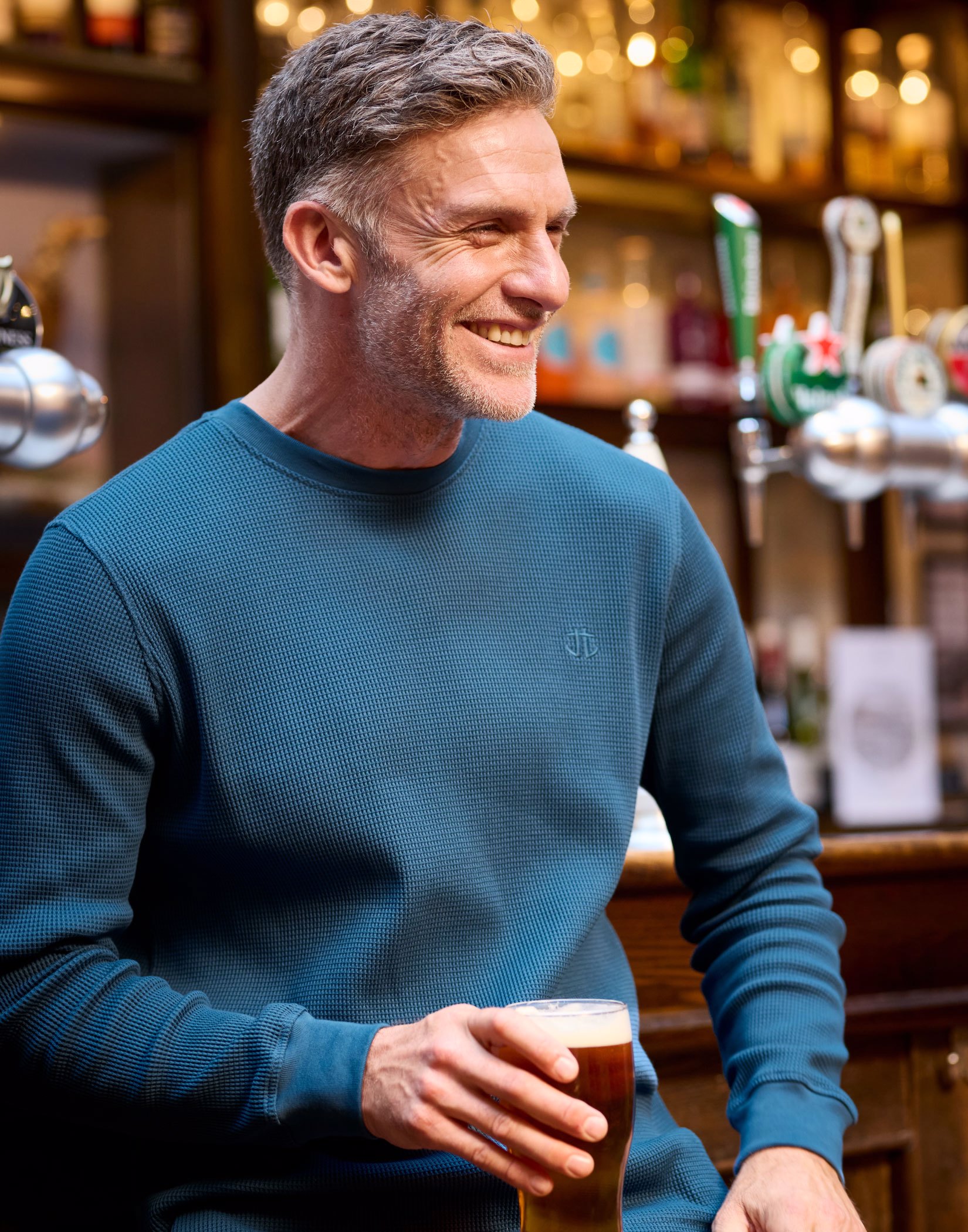 Long Sleeve Waffle T Shirt - Teal