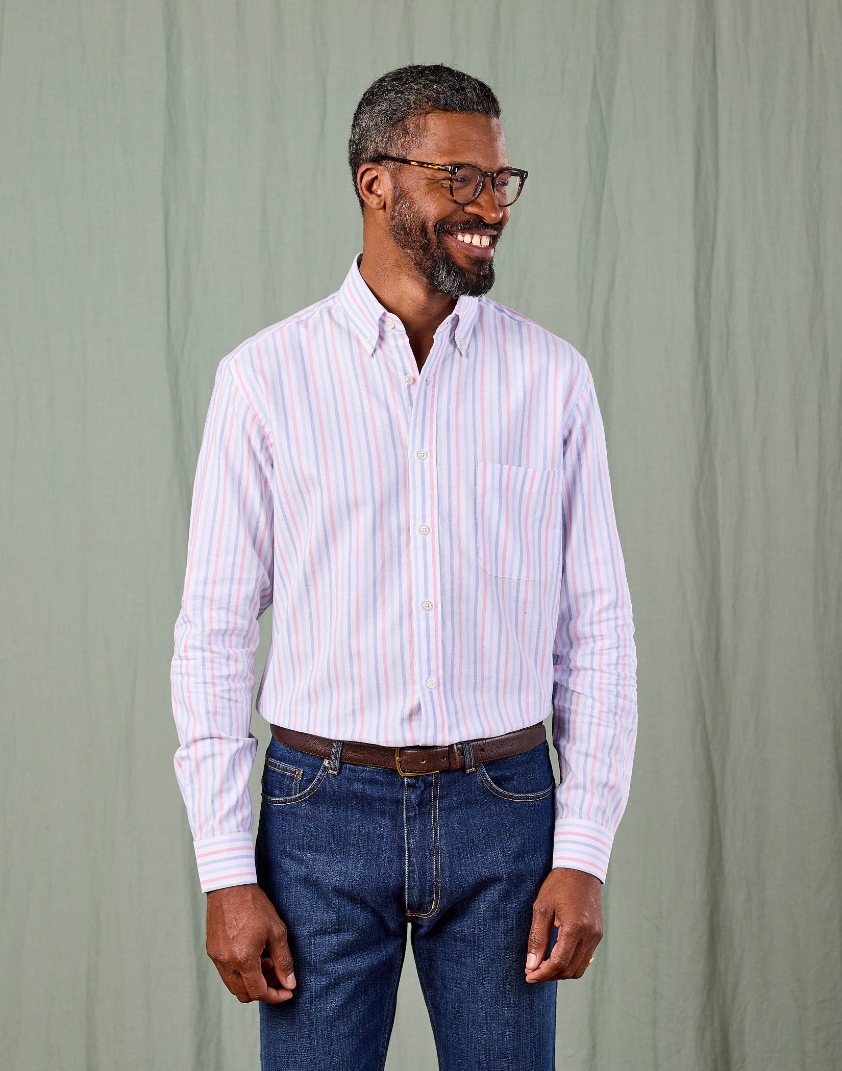 Button Down Oxford Shirt - Pink/Blue Stripe