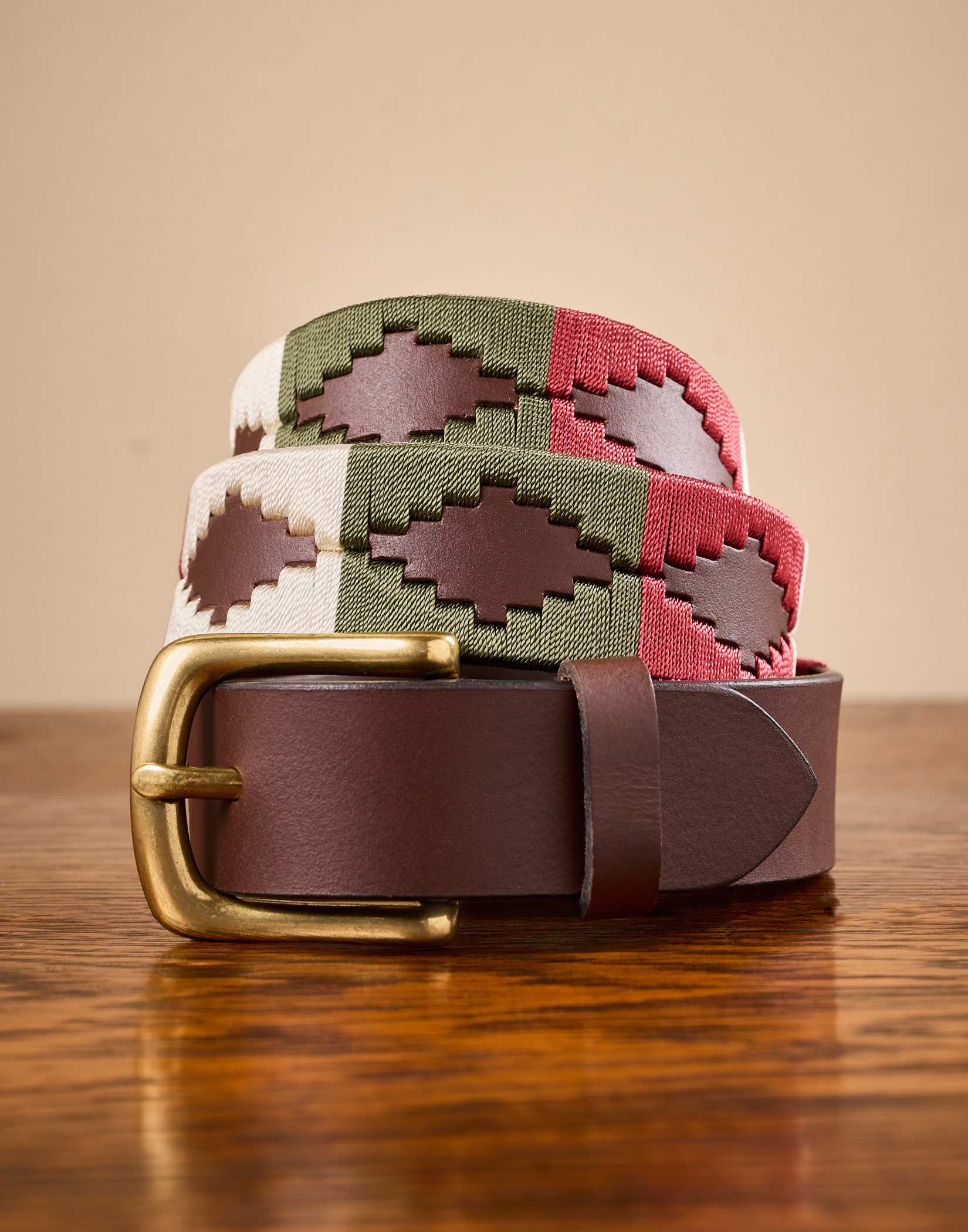Polo Belt - Red/Green/Stone
