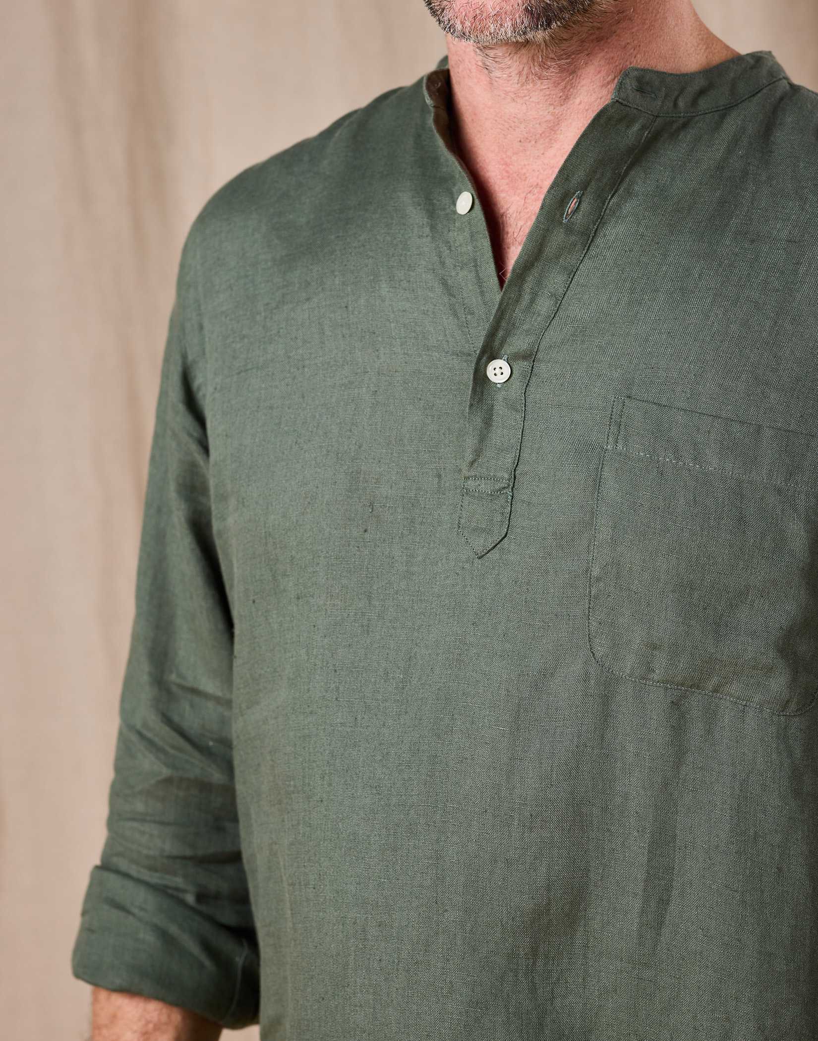 MENS HALF PLACKET TUNIC SHIRT NOMAD NATURE