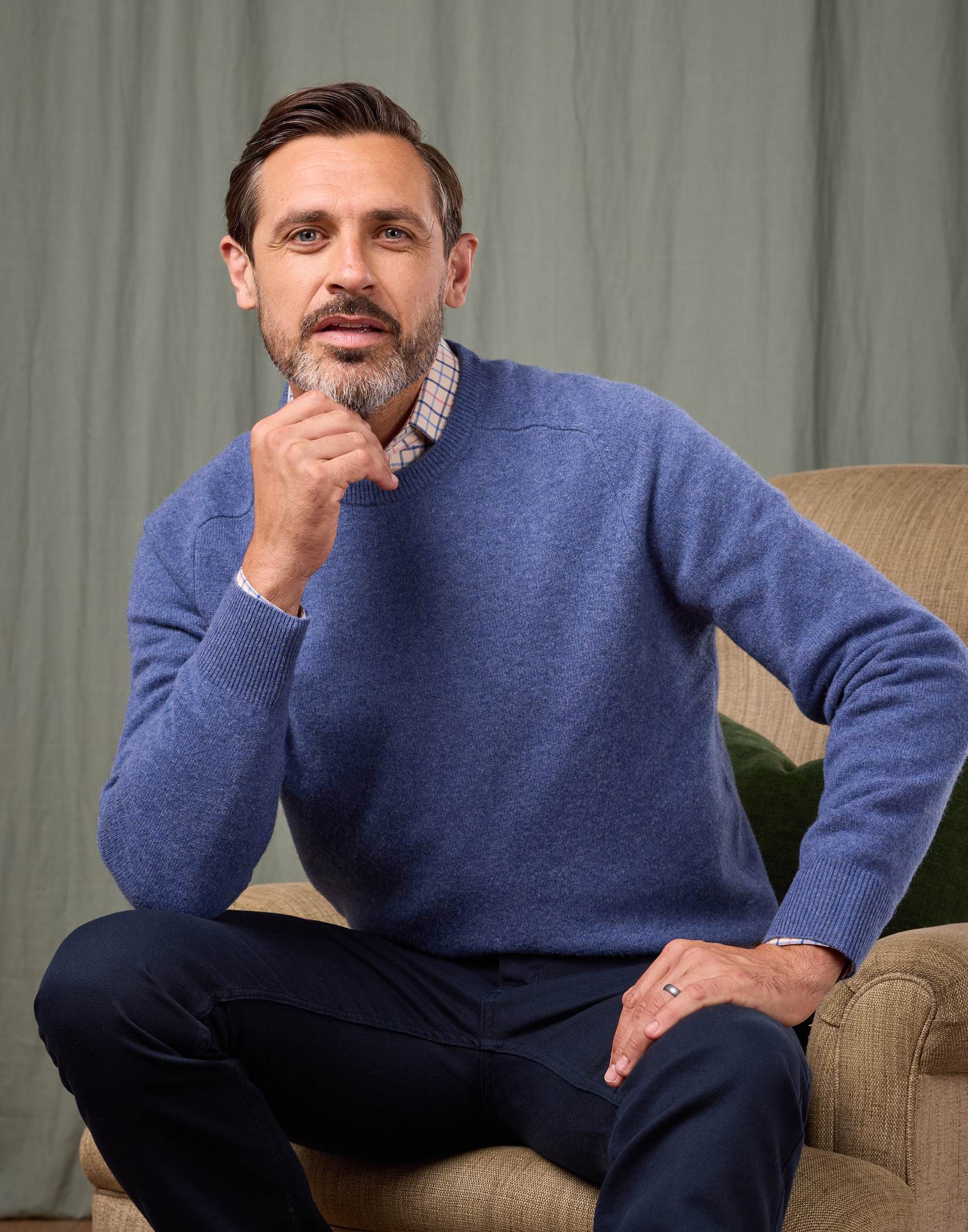 Lambswool Crew Neck Jumper - Blue