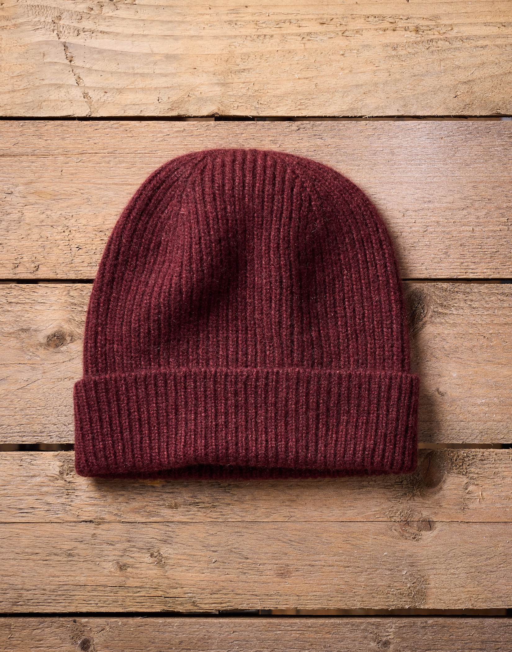 Cashmere Beanie Hat - Wine