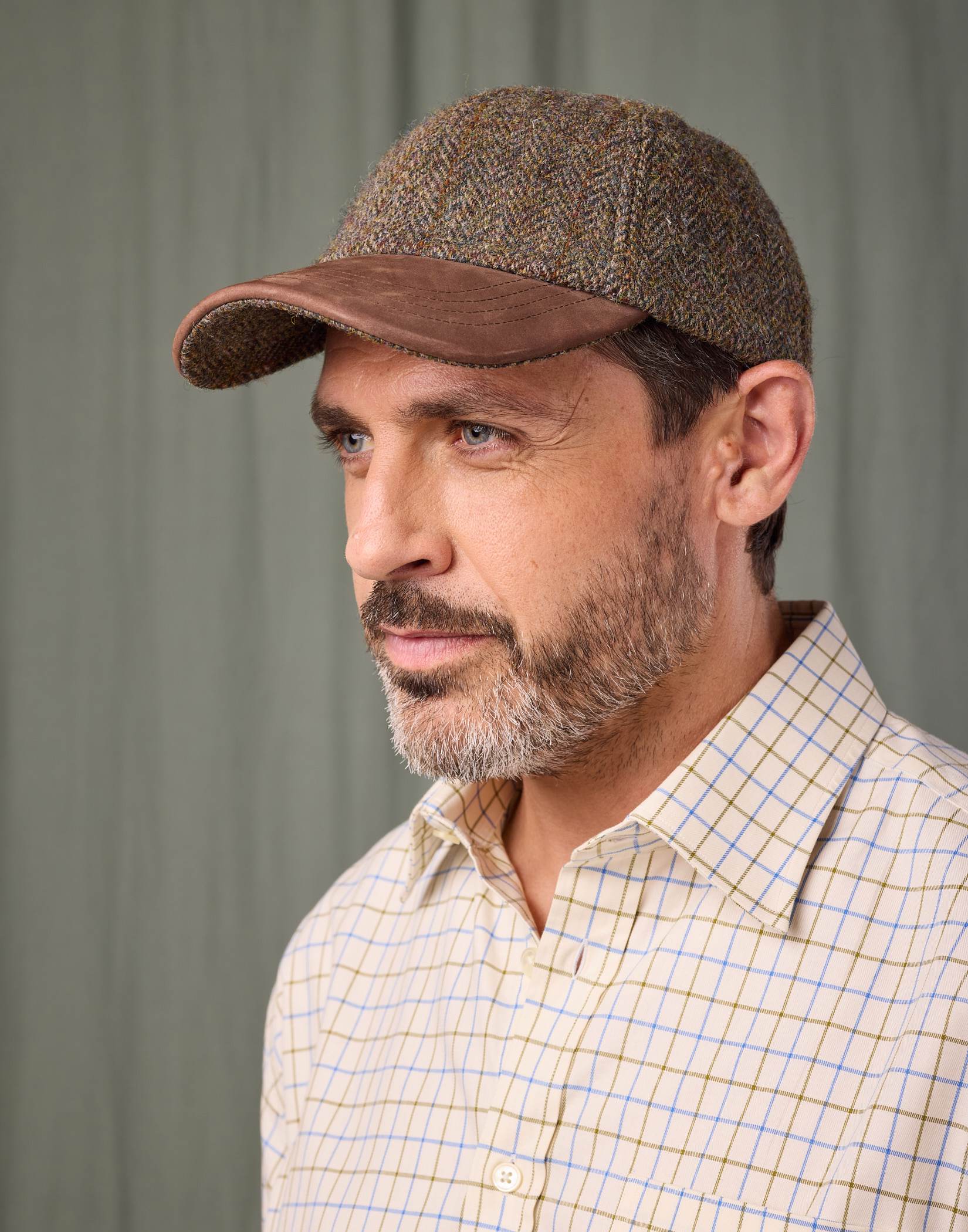 Peak Cap - Green/Brown Tweed