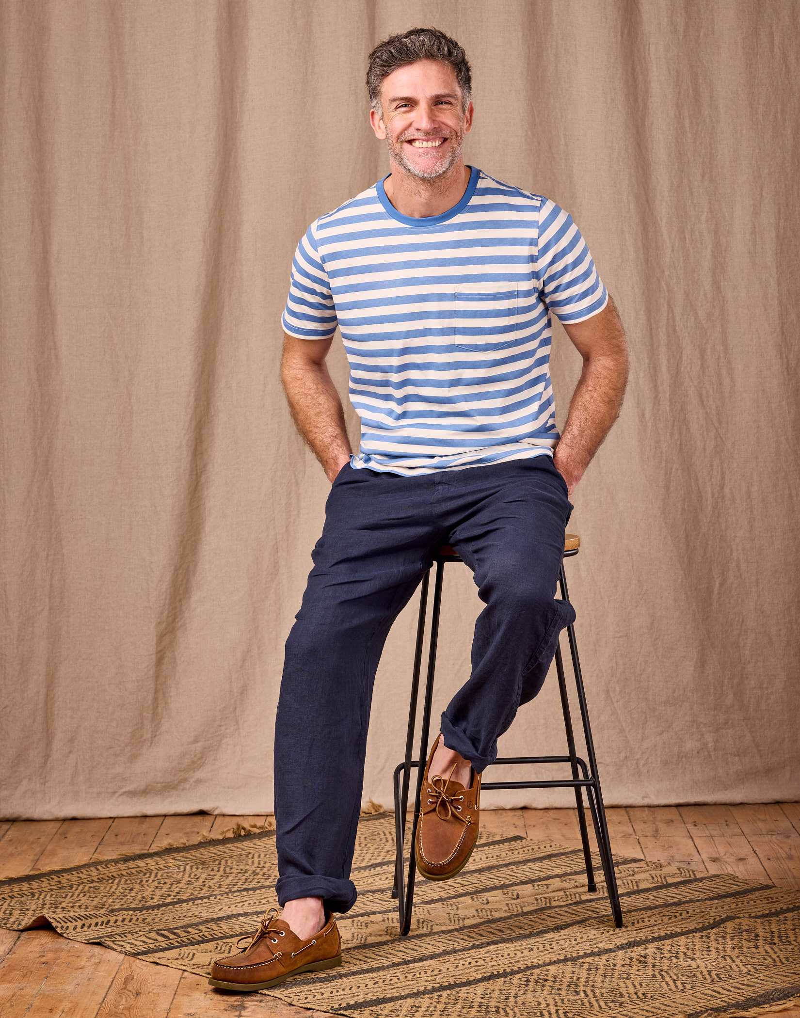 Casual Linen Trouser - Navy