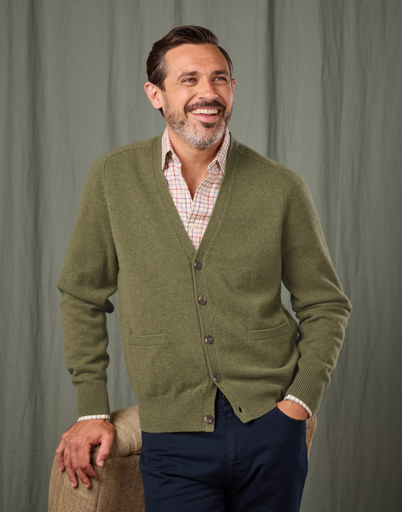 Lambswool Cardigan - Light Olive