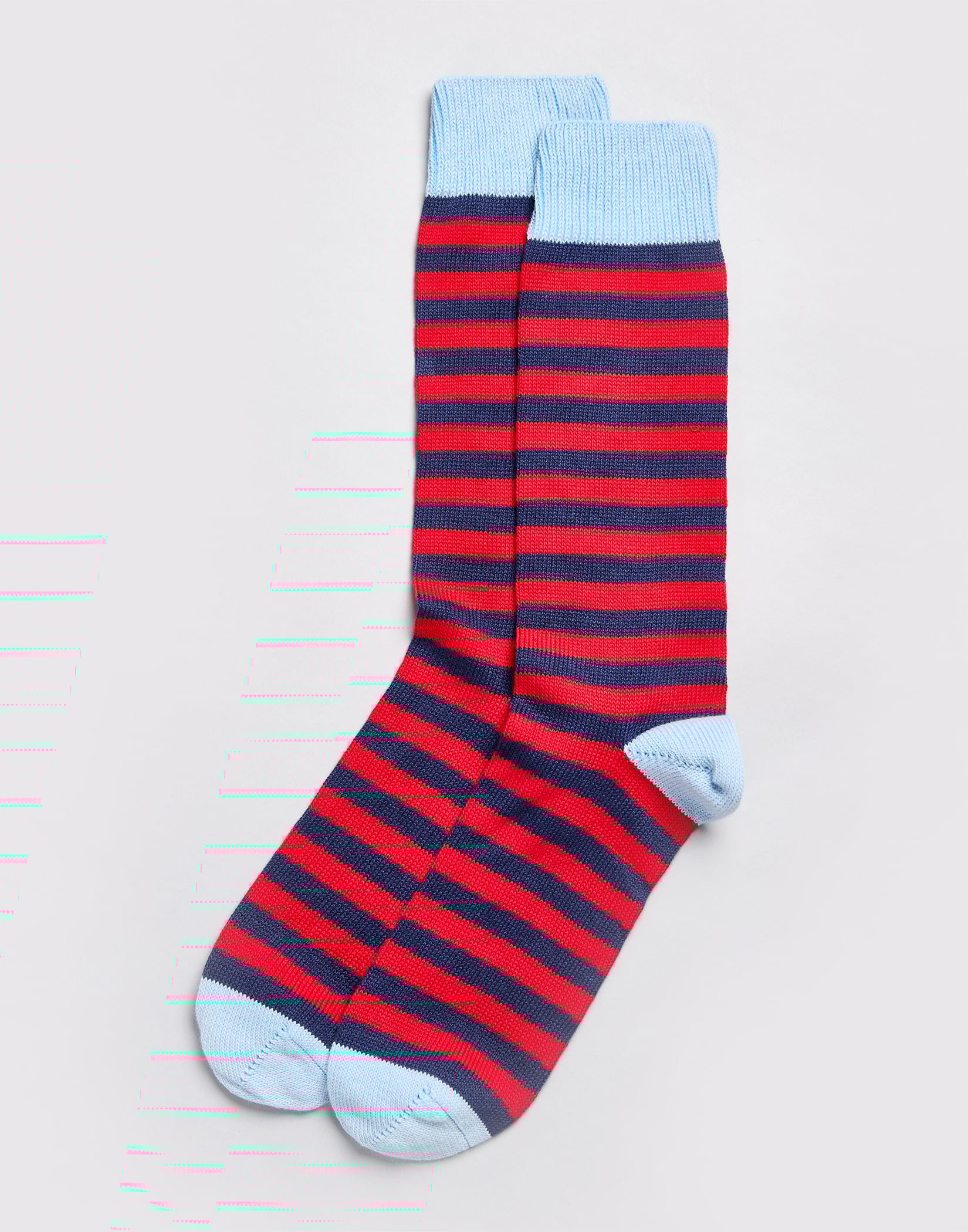 Stripey Cotton Socks - Red/Navy