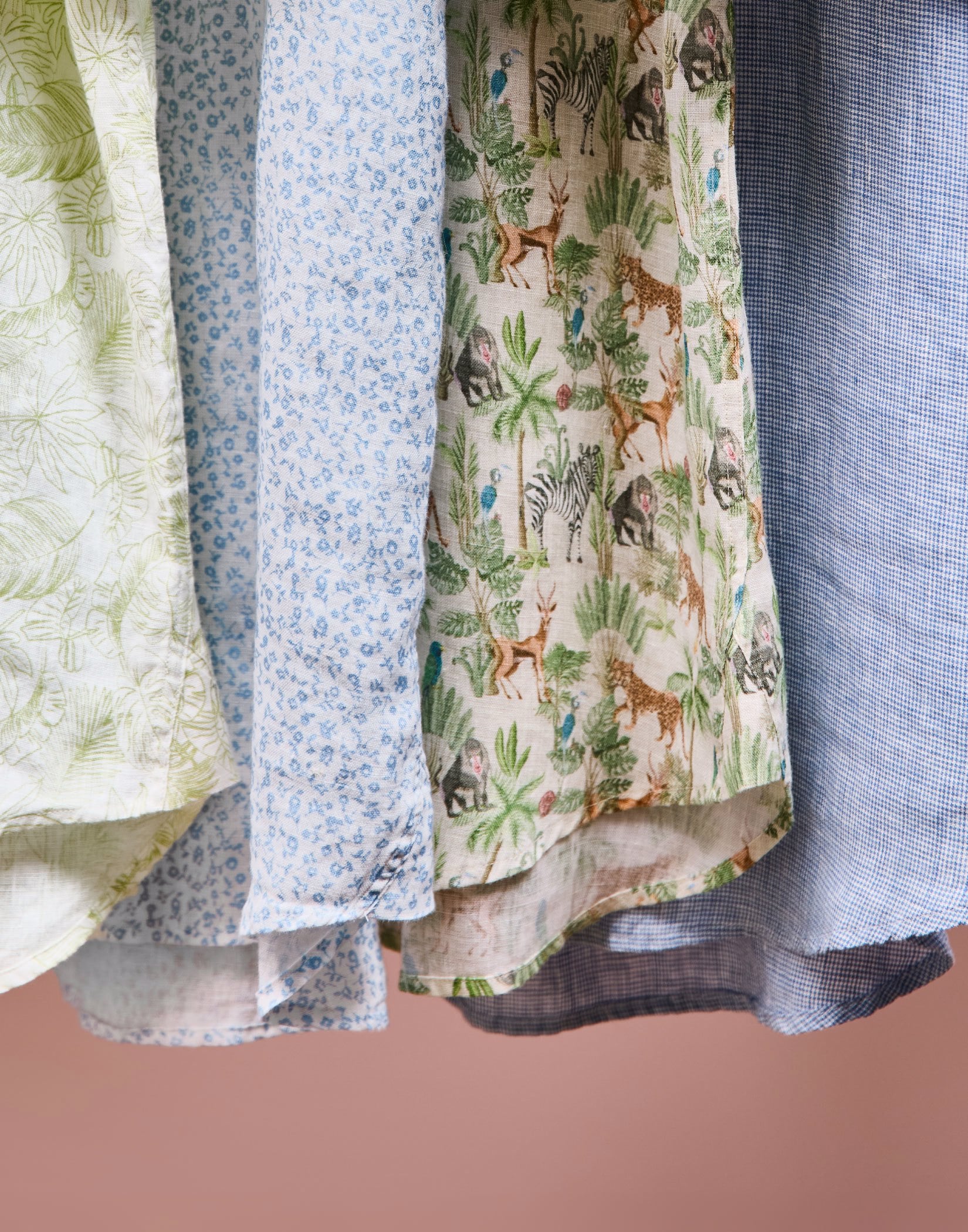 Linen Shirt Long Sleeve - Botanical Print