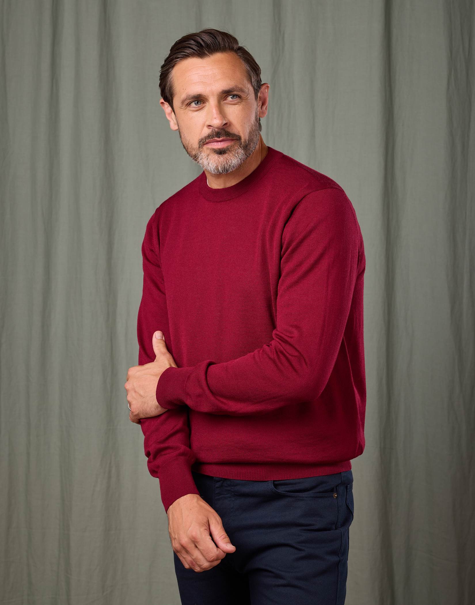 Merino Crew Neck Jumper- Burgundy
