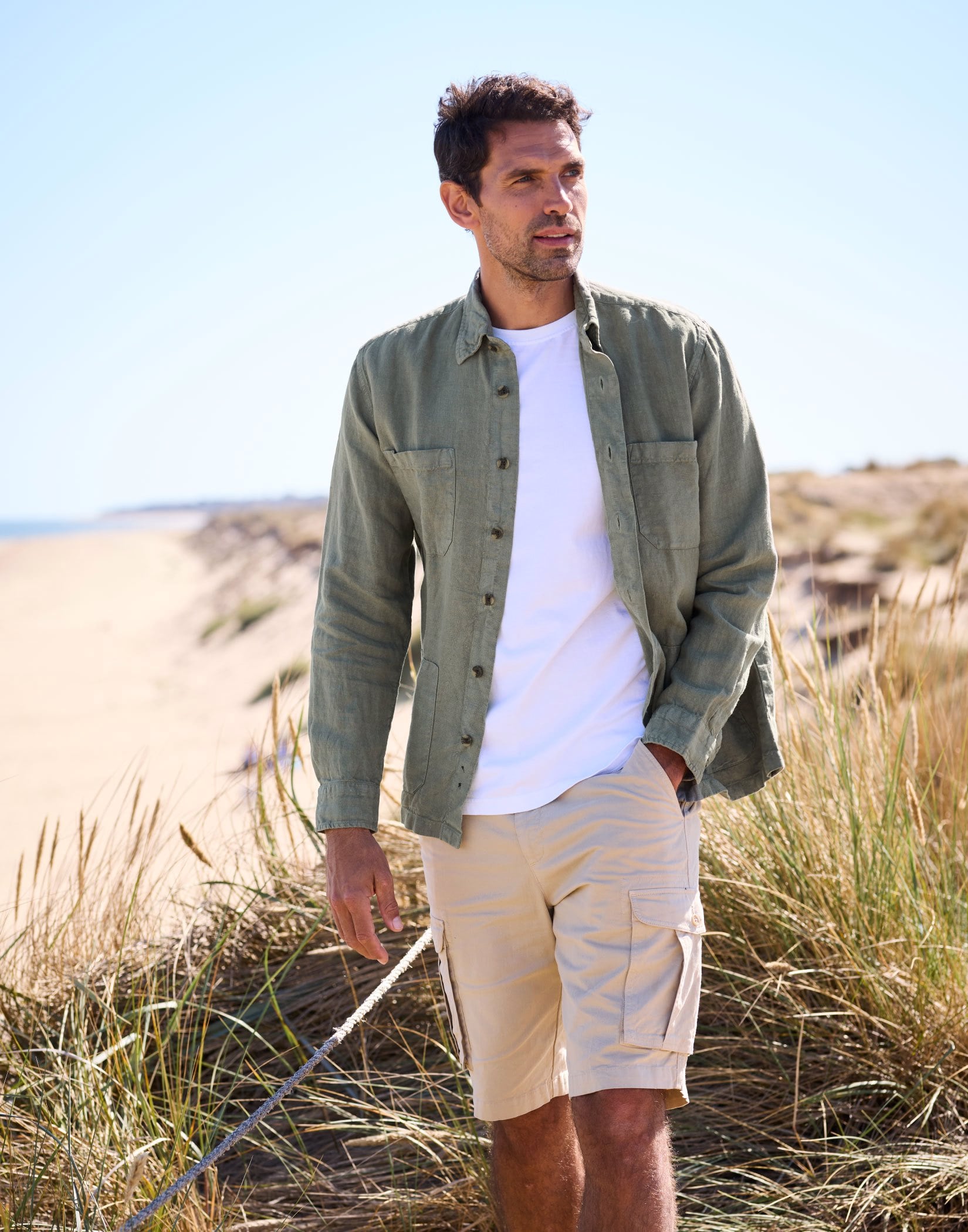 Linen Overshirt - Khaki