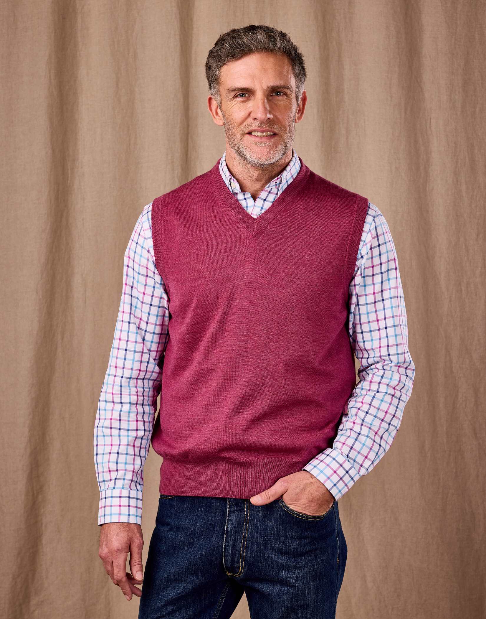 Merino Sleeveless Jumper - Dusty Rose