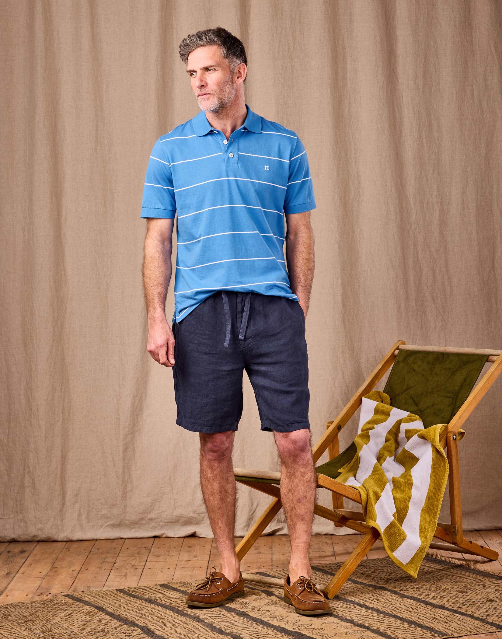 Casual Linen Shorts - Navy