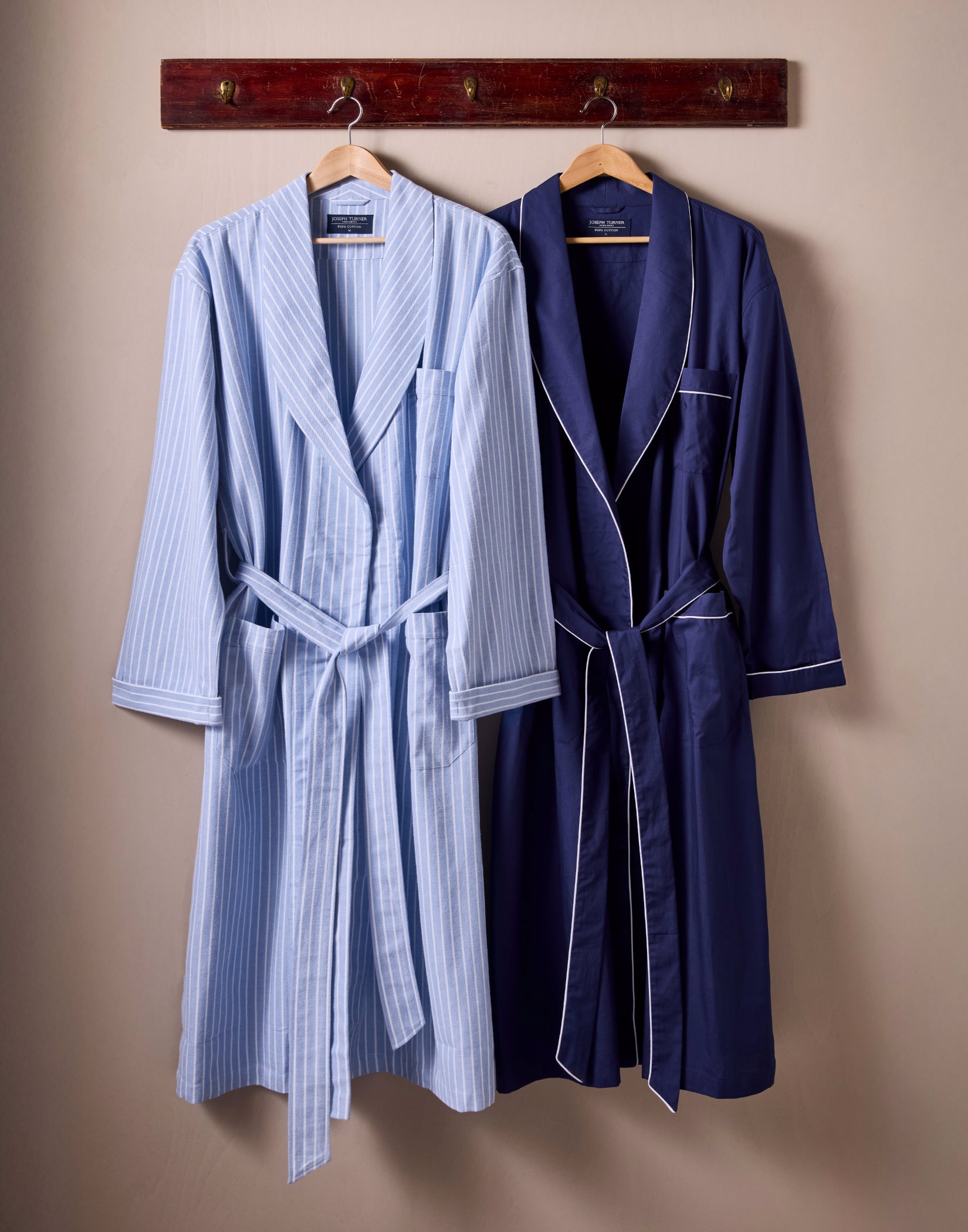 Dressing Gown - Blue/White Stripe (brushed)