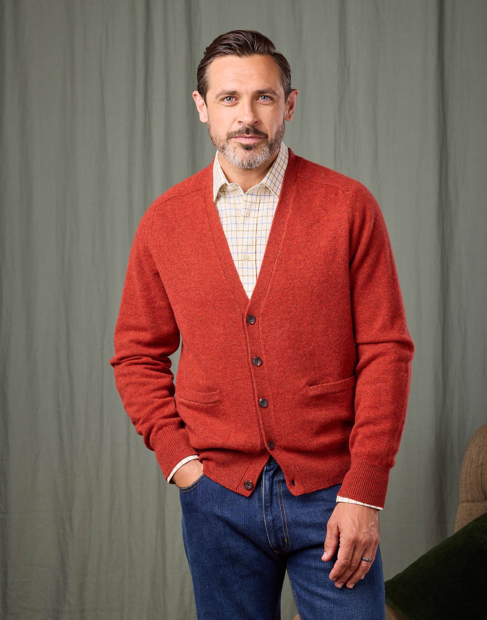 Lambswool Cardigan - Orange