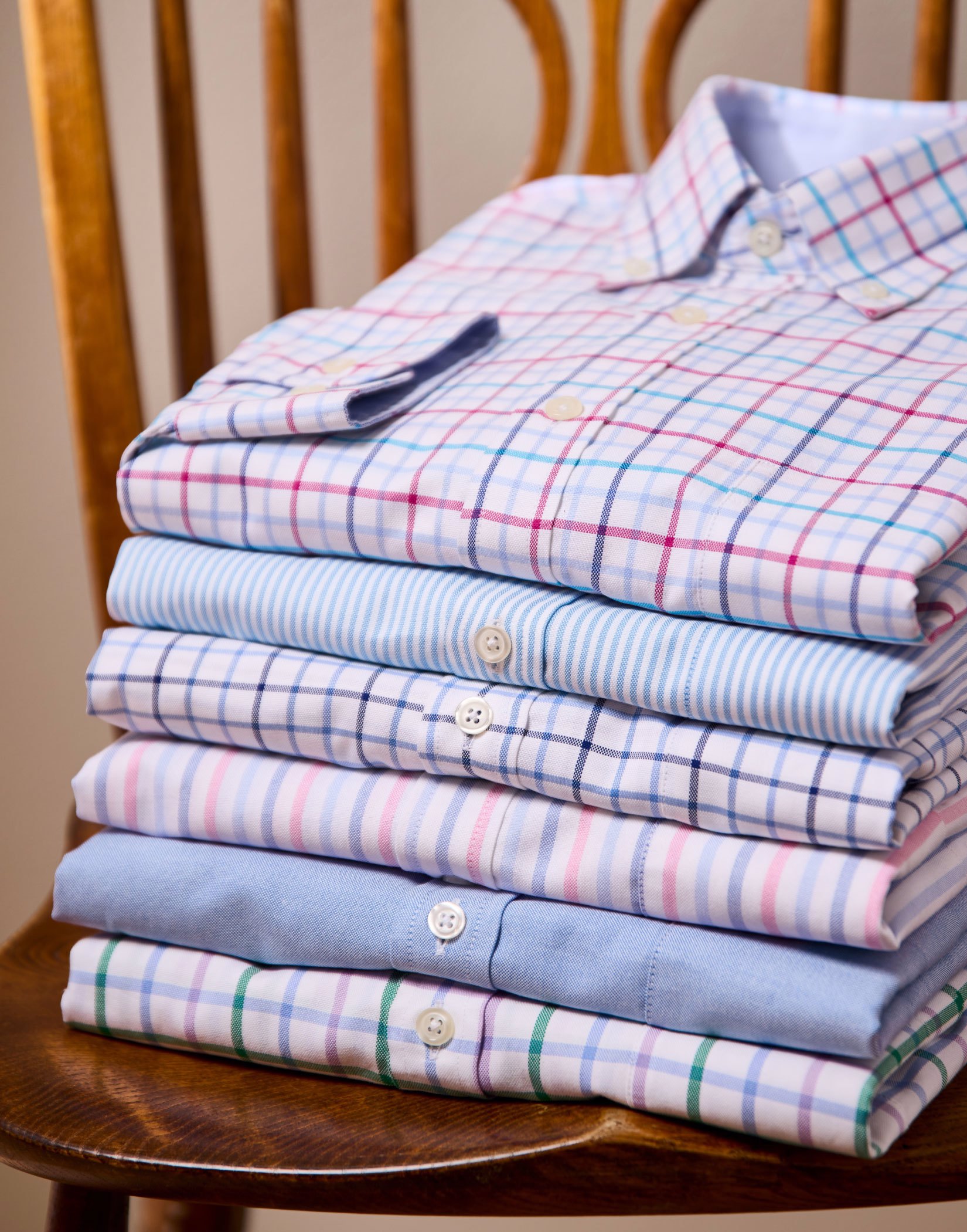 Button Down Oxford Shirt - Magenta/Blue Check