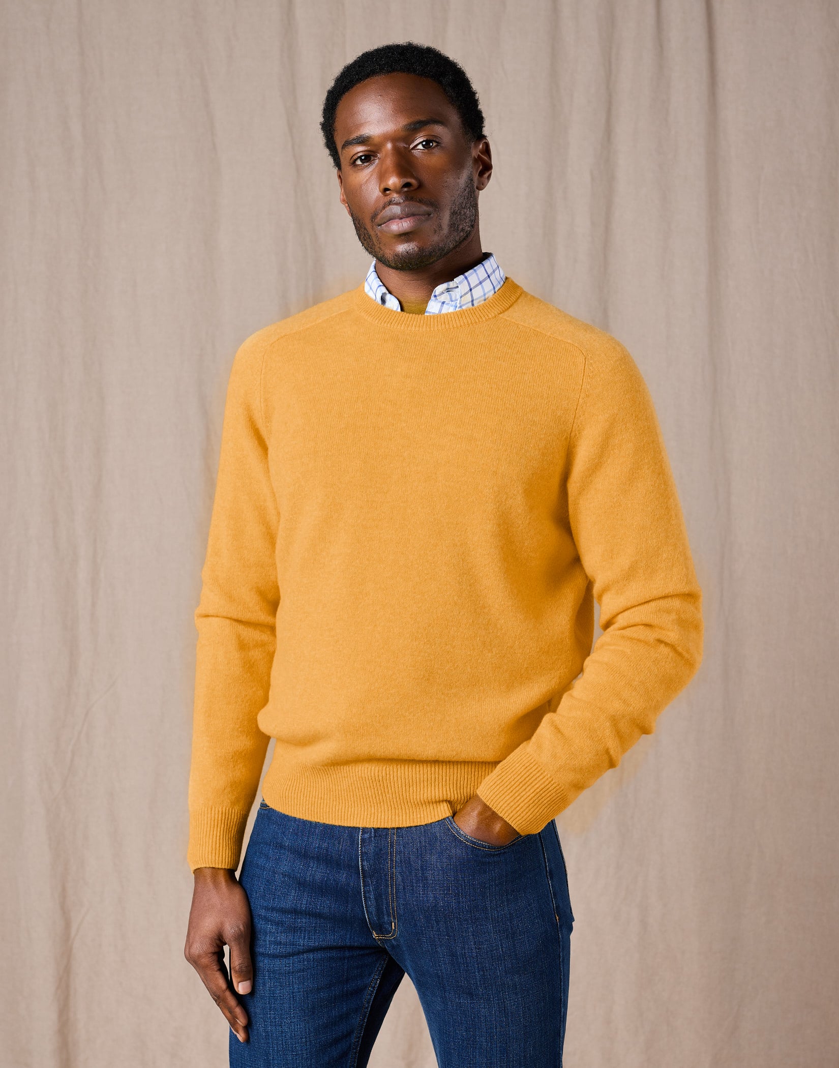 Lambswool Crew Neck Jumper - Mustard