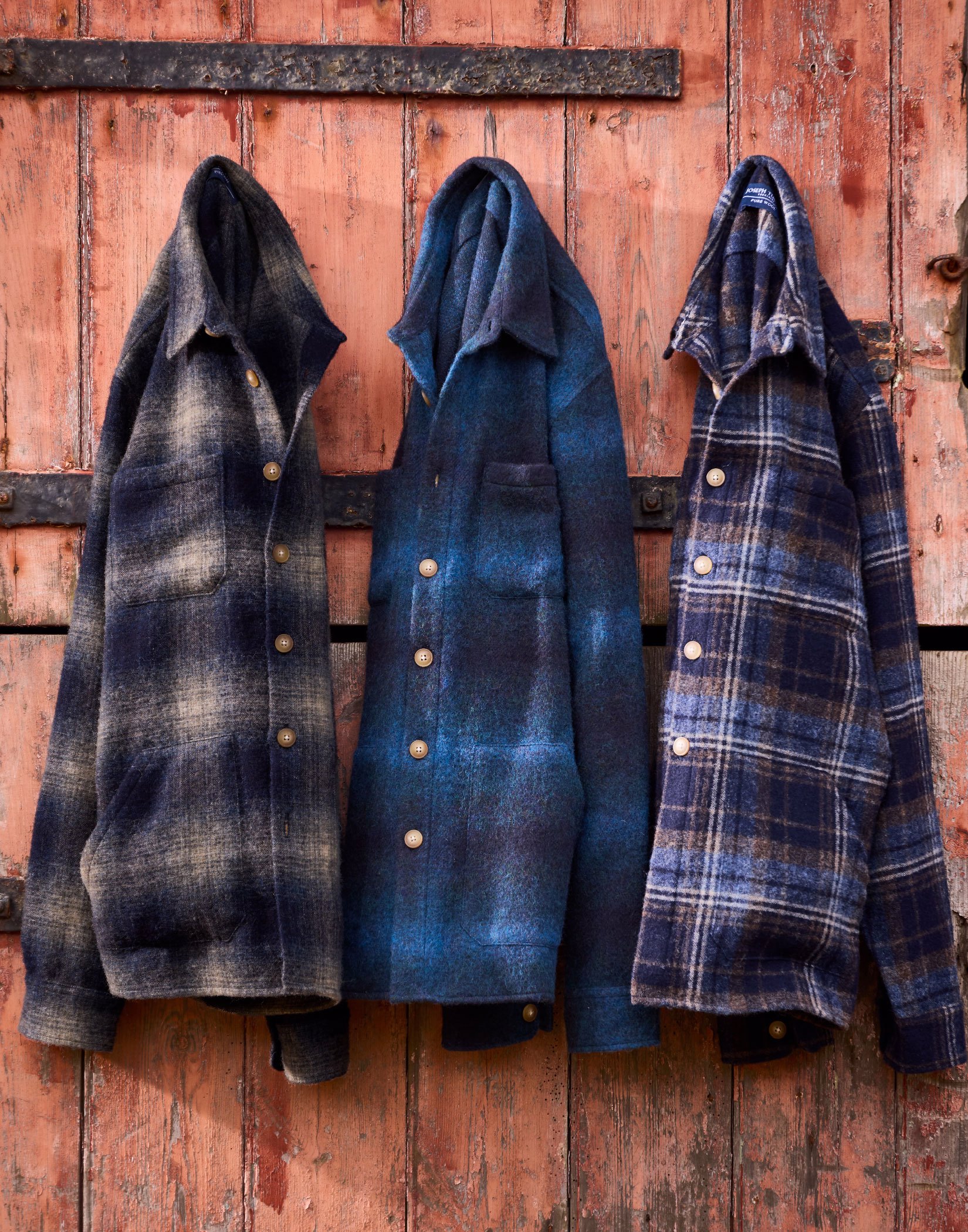 Wool Overshirt - Navy/Grey Check