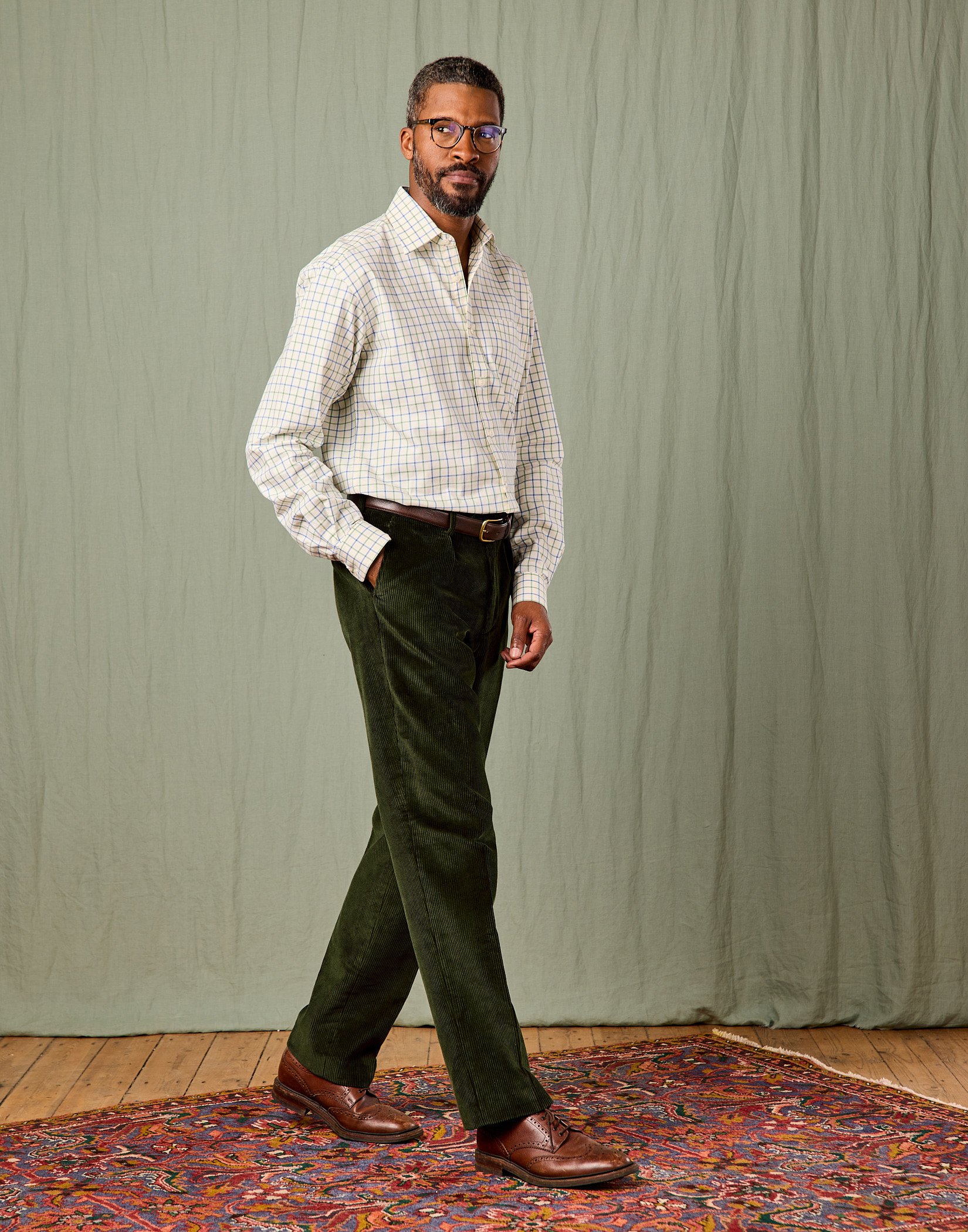 Corduroy Trousers - Dark Green | Joseph Turner