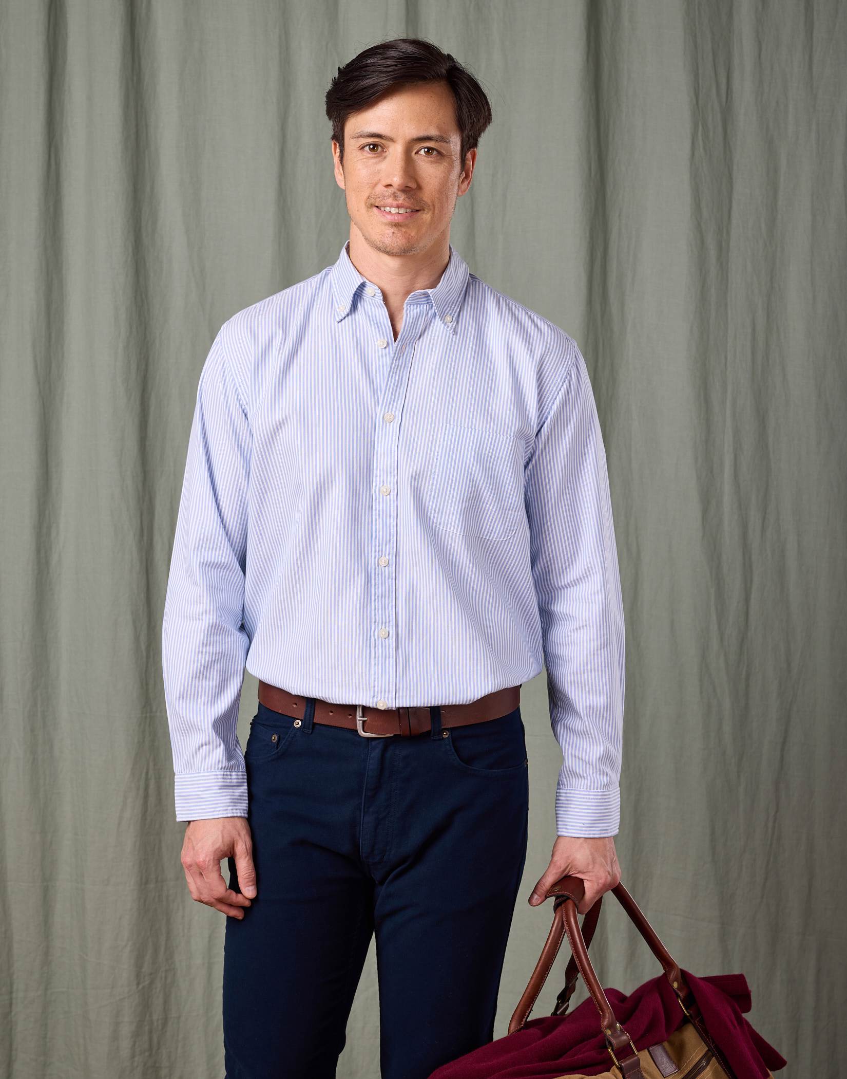 Button Down Oxford Shirt - Blue Stripe