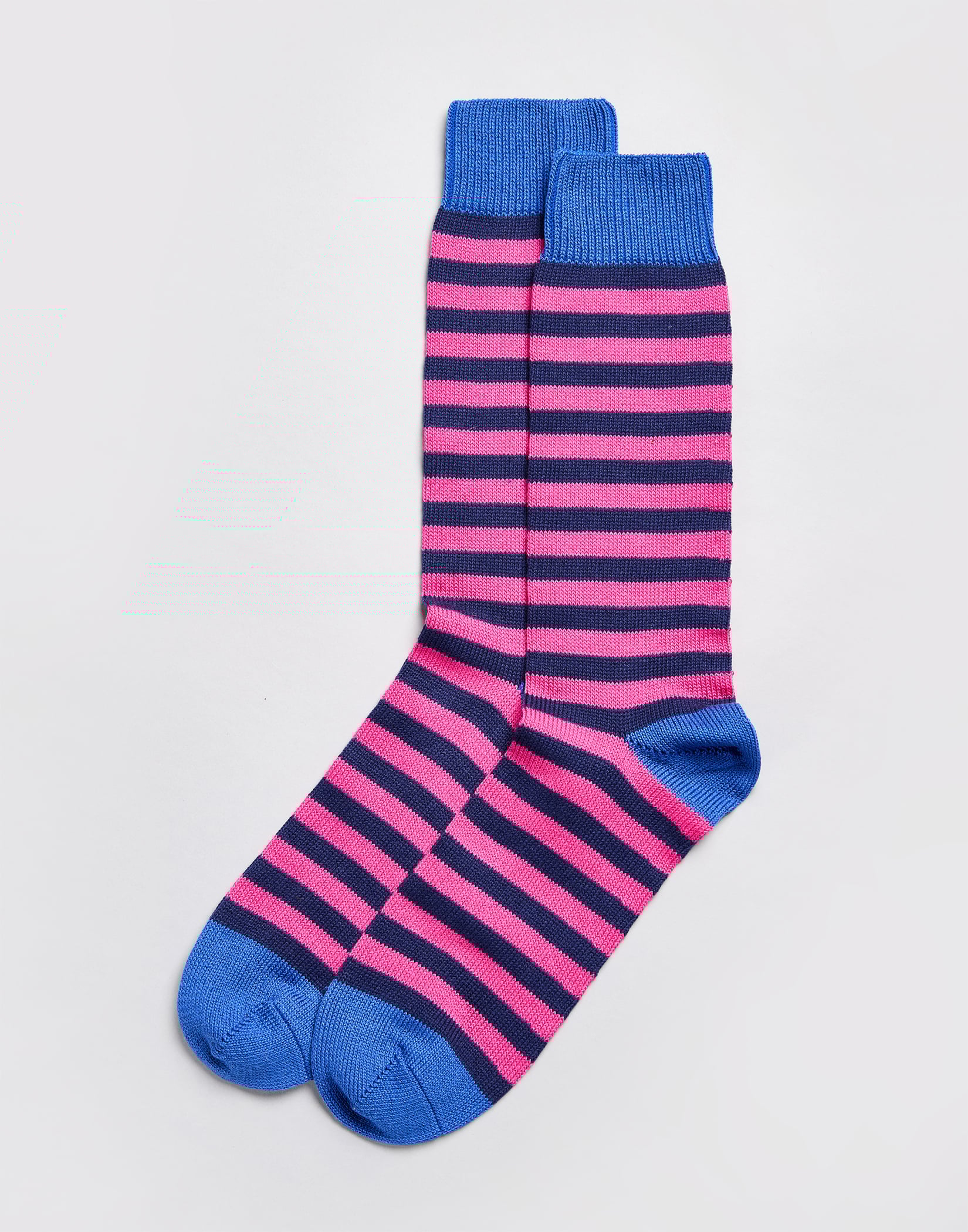 Stripey Cotton Socks - Magenta/Navy