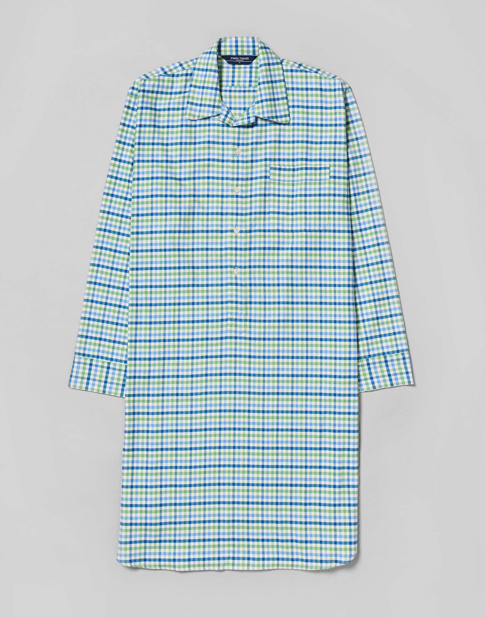 Nightshirt - Blue/Green Check (Brushed)