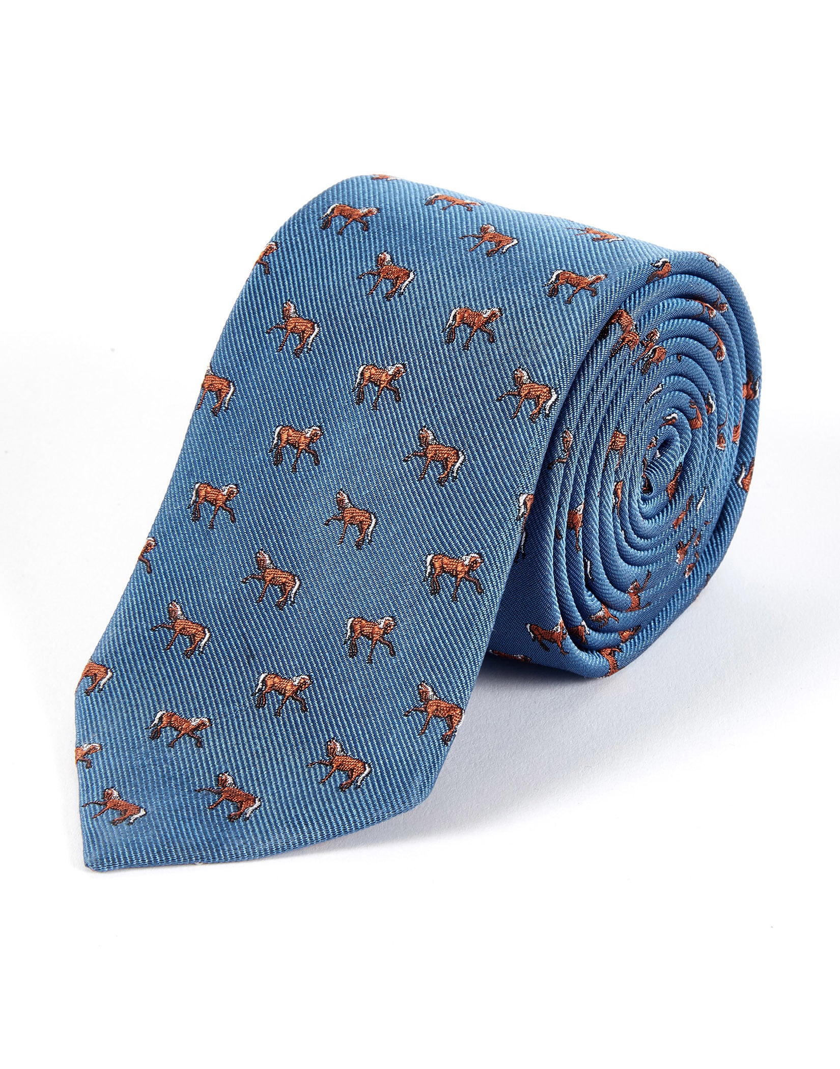 Horses on Blue Woven Silk Tie