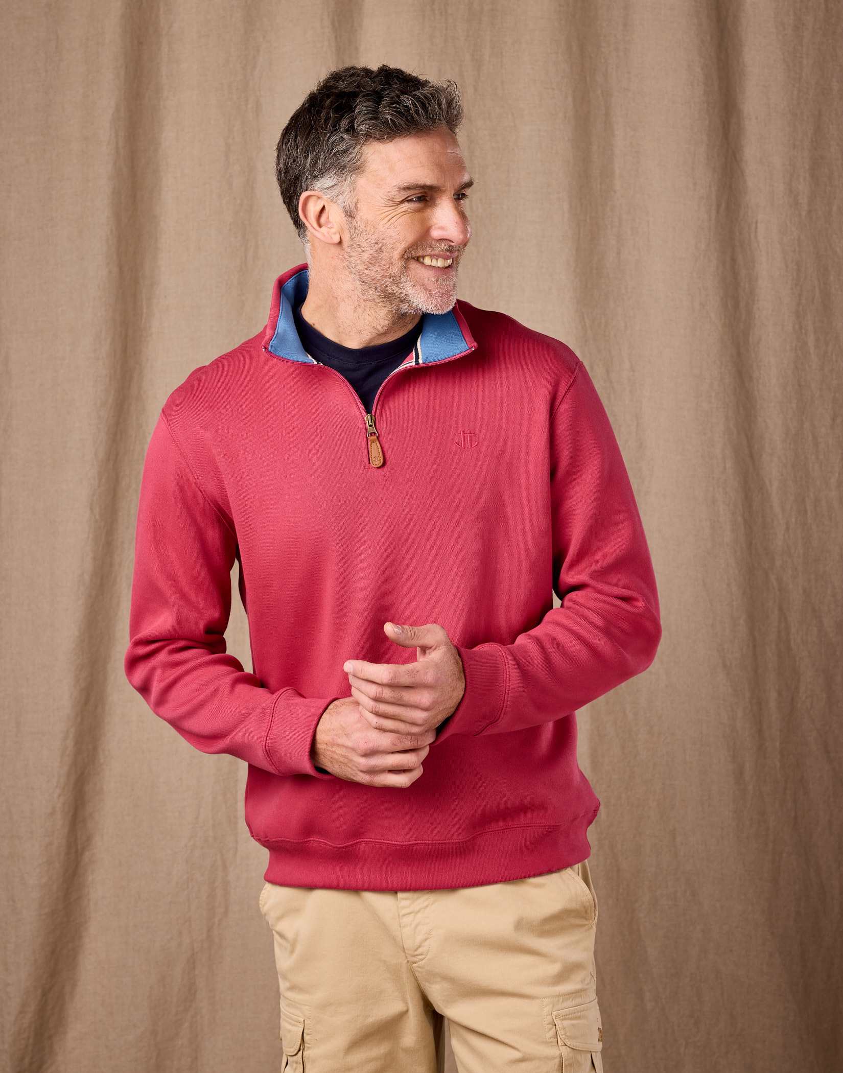 Half Zip Jersey Sweatshirt - Raspberry