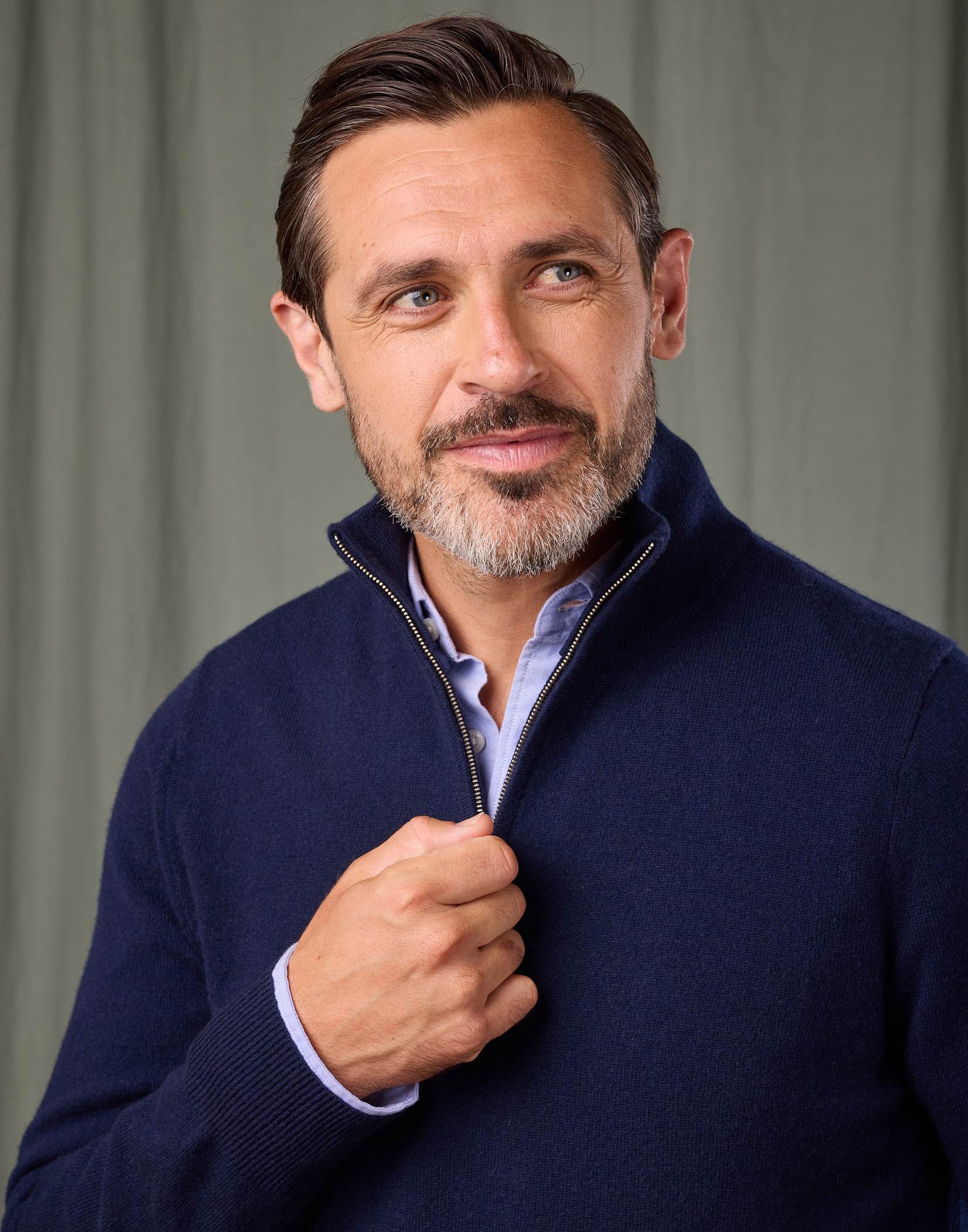Cashmere Half Zip Jumper - Navy