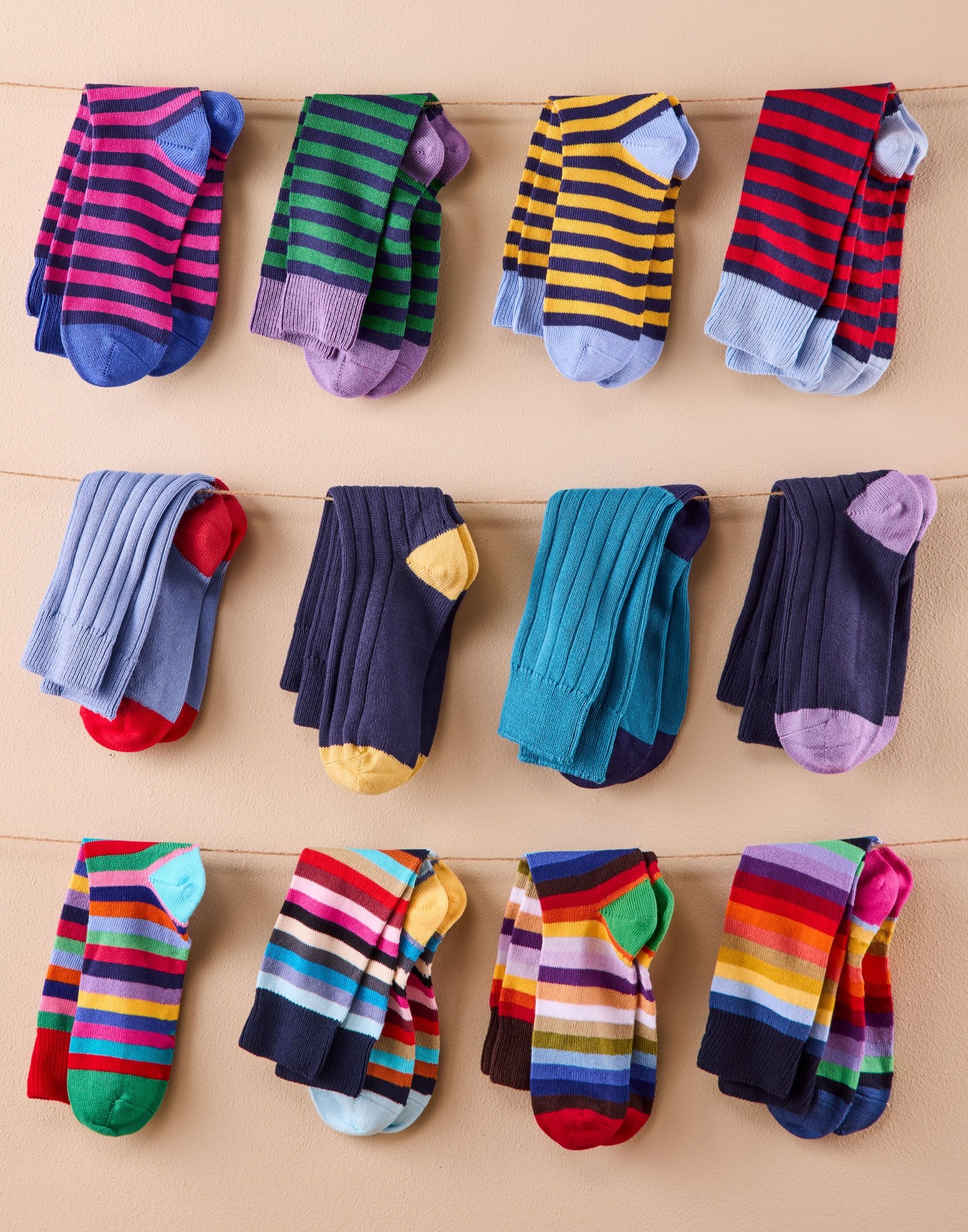 Heel & Toe Cotton Socks - Navy/Purple