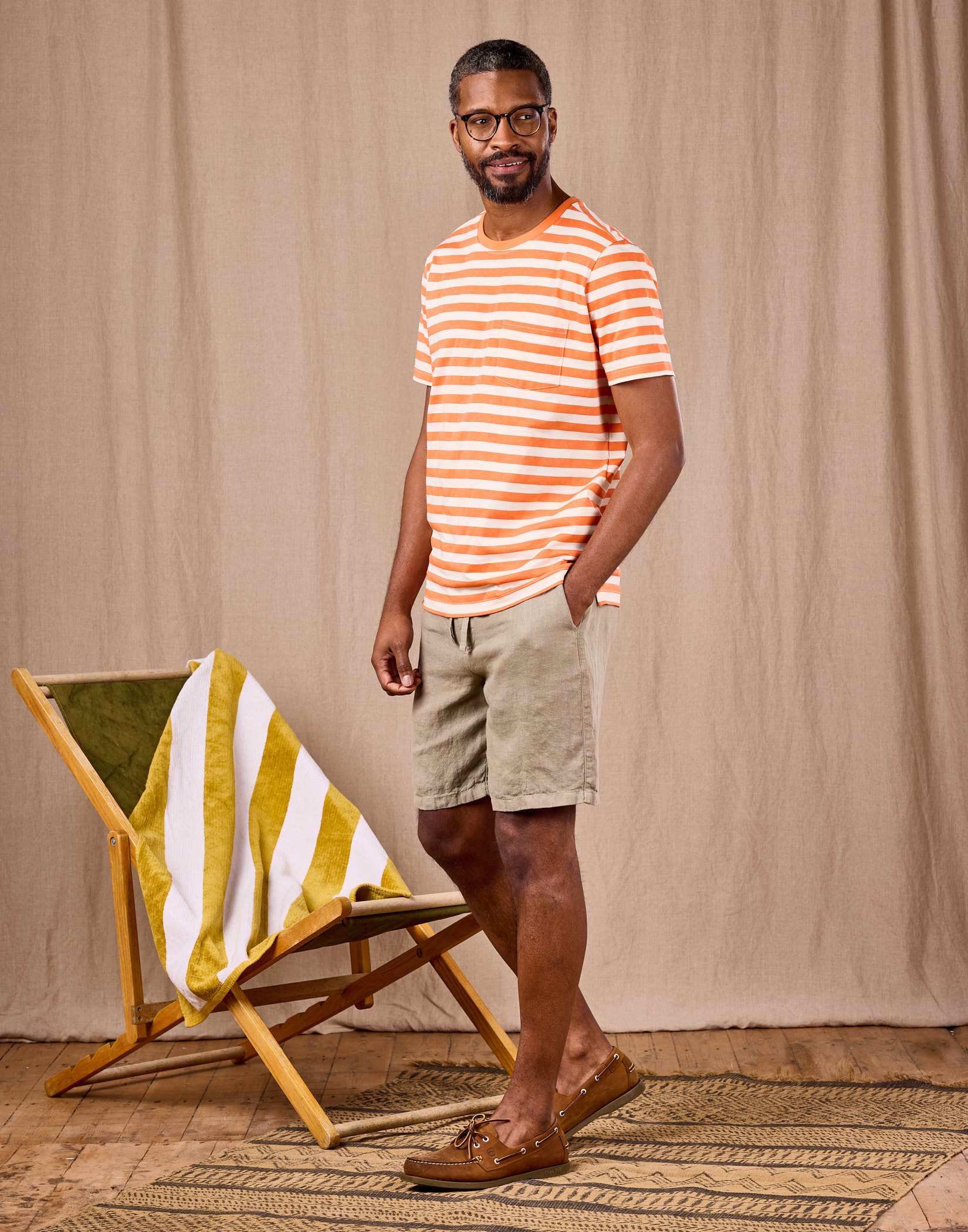 Casual Linen Shorts - Khaki