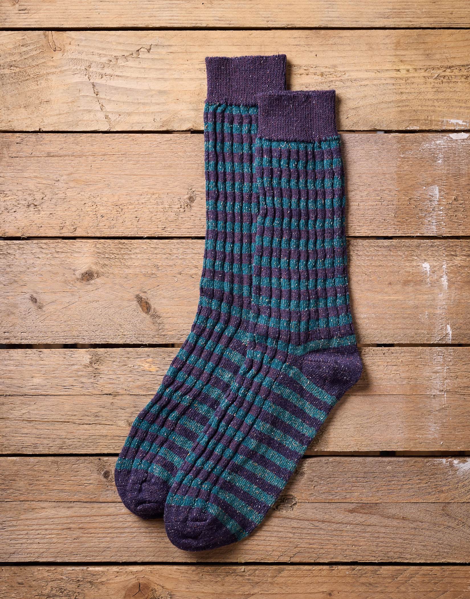 Melange Narrow Stripe Socks Purple/Teal