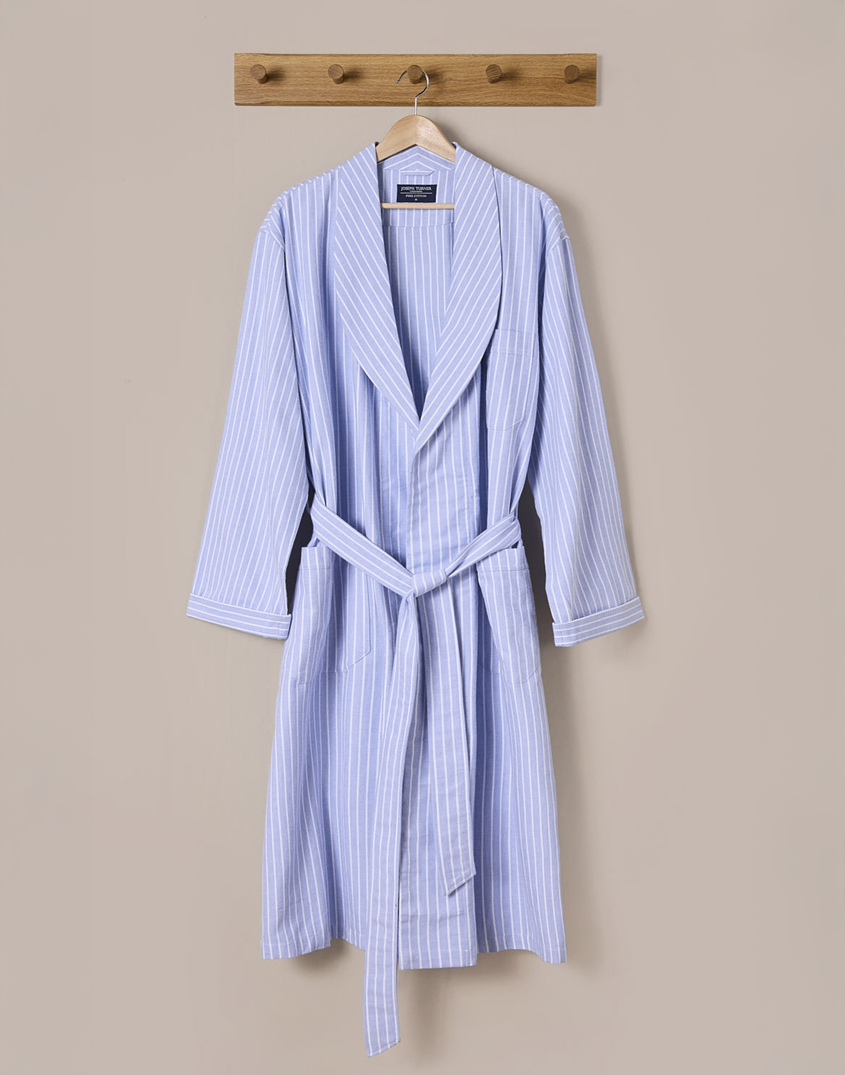 Dressing Gown - Blue/White Stripe (brushed)