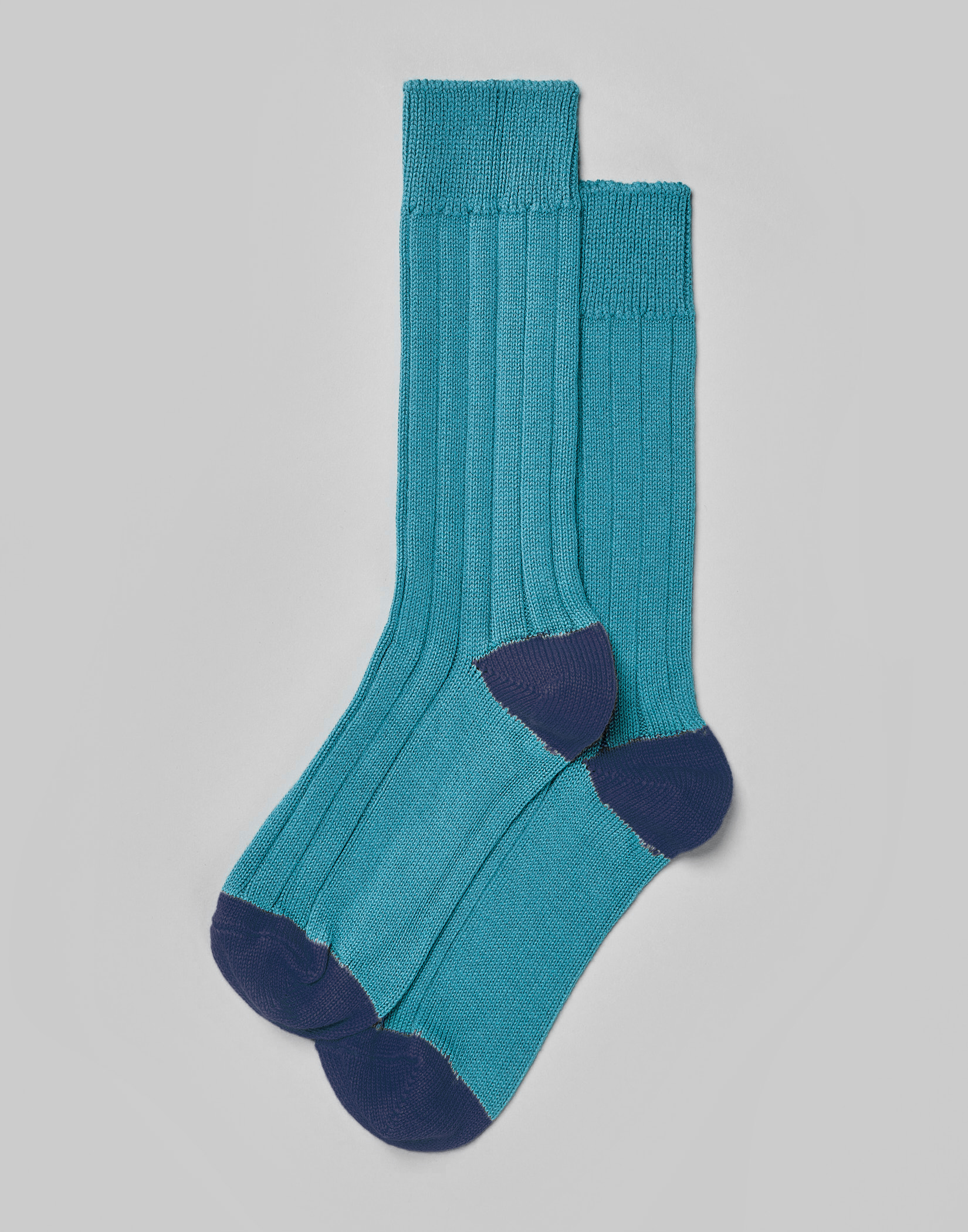 Heel & Toe Cotton Socks - Teal/Navy