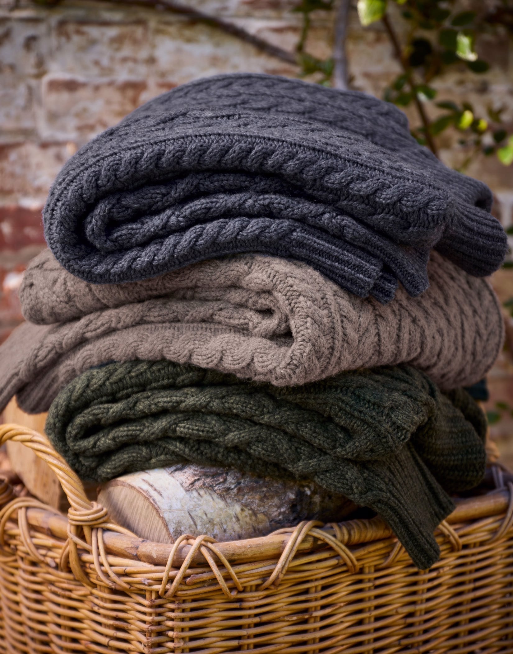 Aran Crew Neck Jumper - Denim