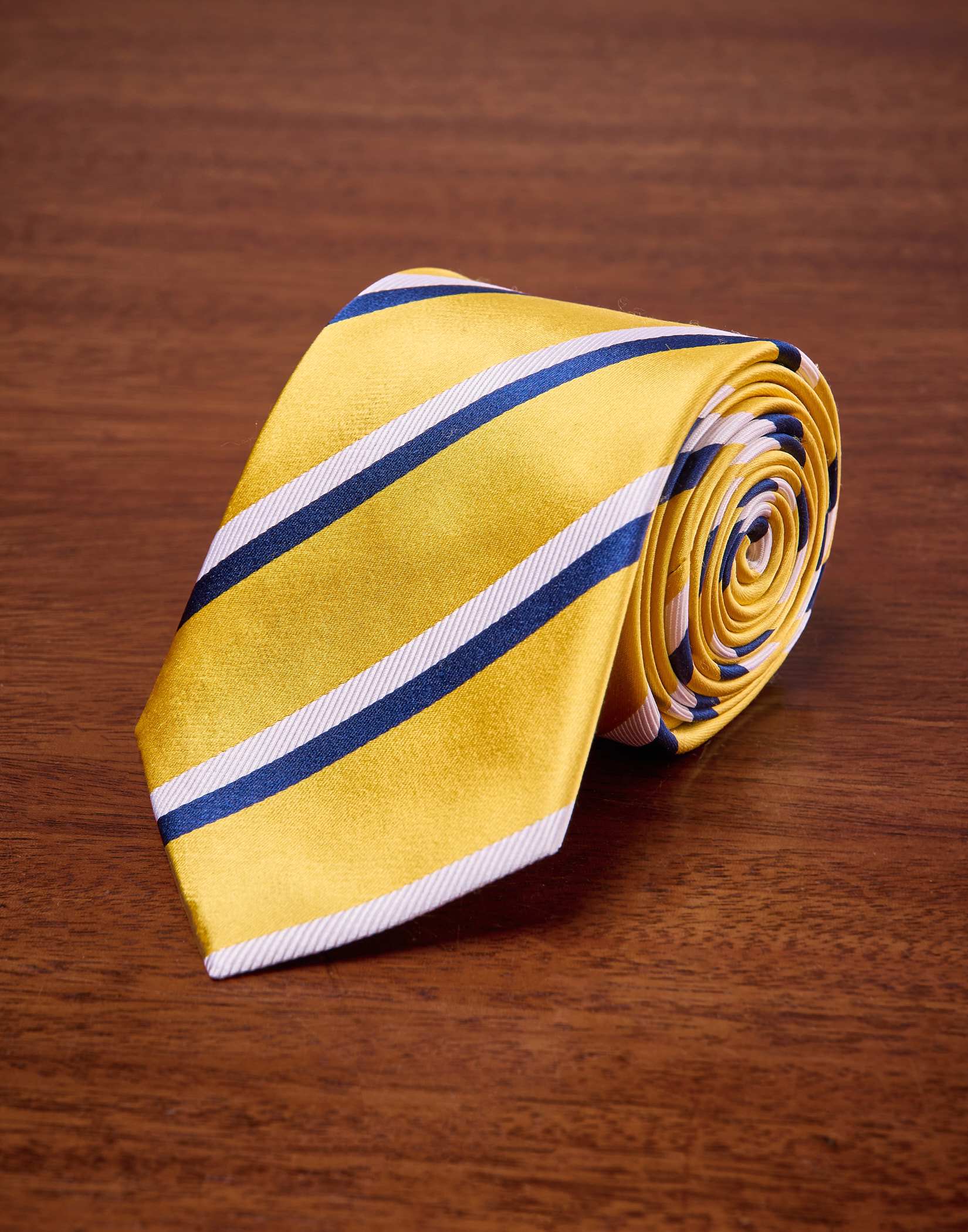 Yellow Stripe Woven Silk Tie