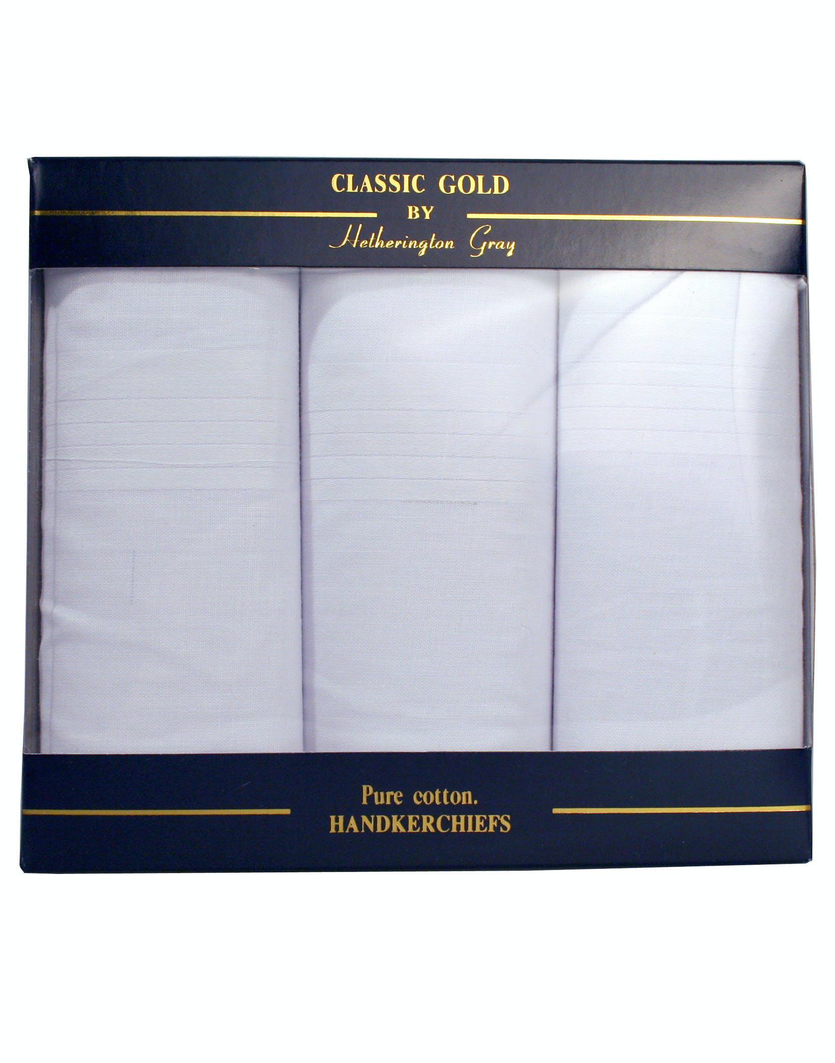 White Cotton Handkerchiefs Box of 3