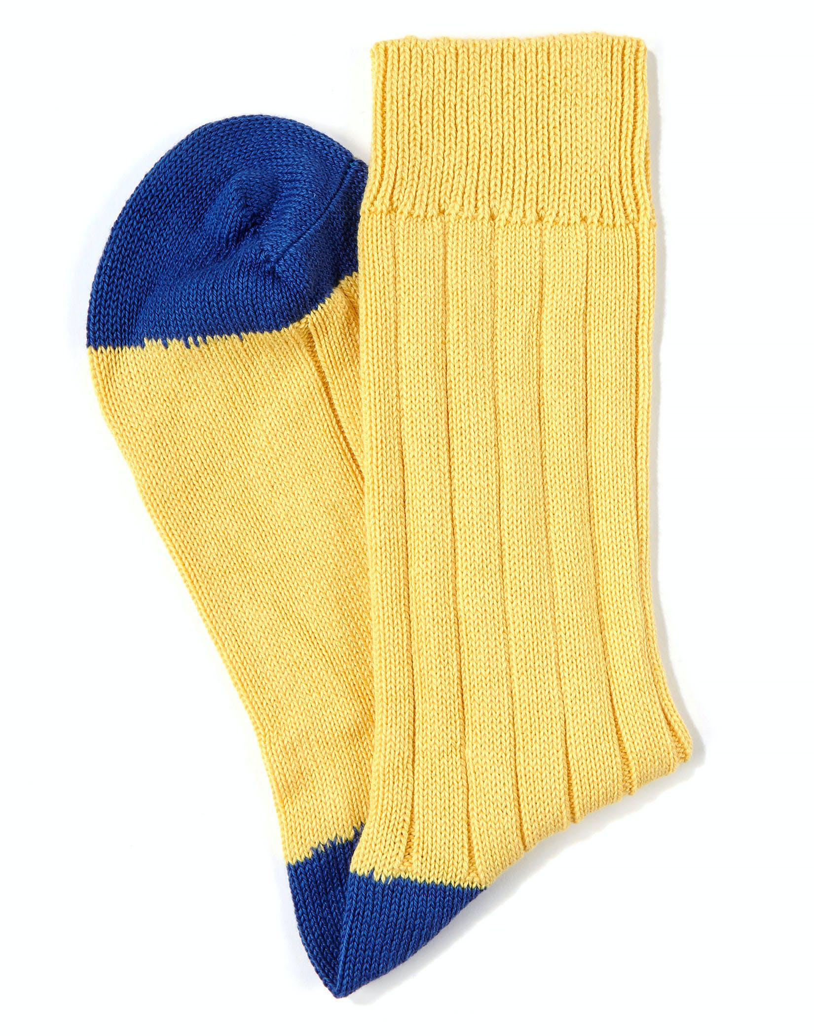Heel & Toe Cotton Socks - Yellow/Royal