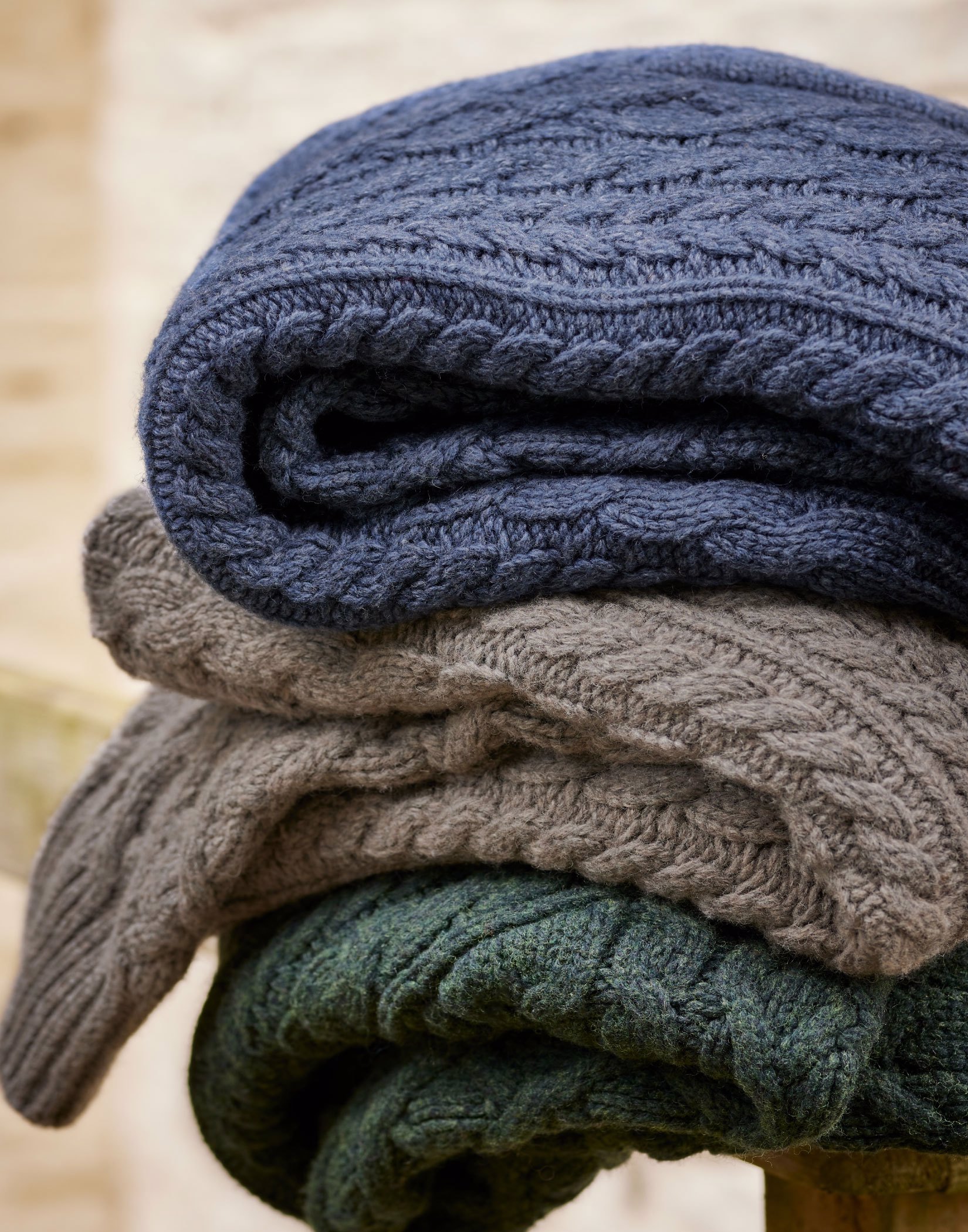 Aran Crew Neck Jumper - Cobble