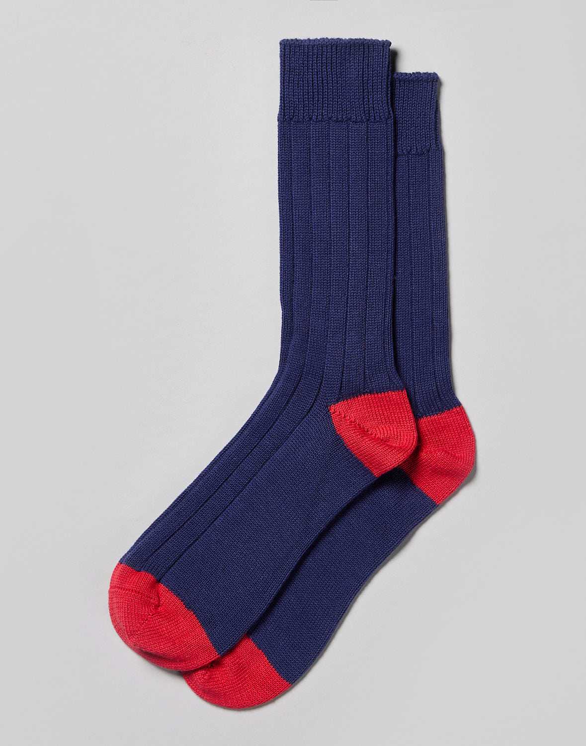 Heel & Toe Cotton Socks - Navy/Red