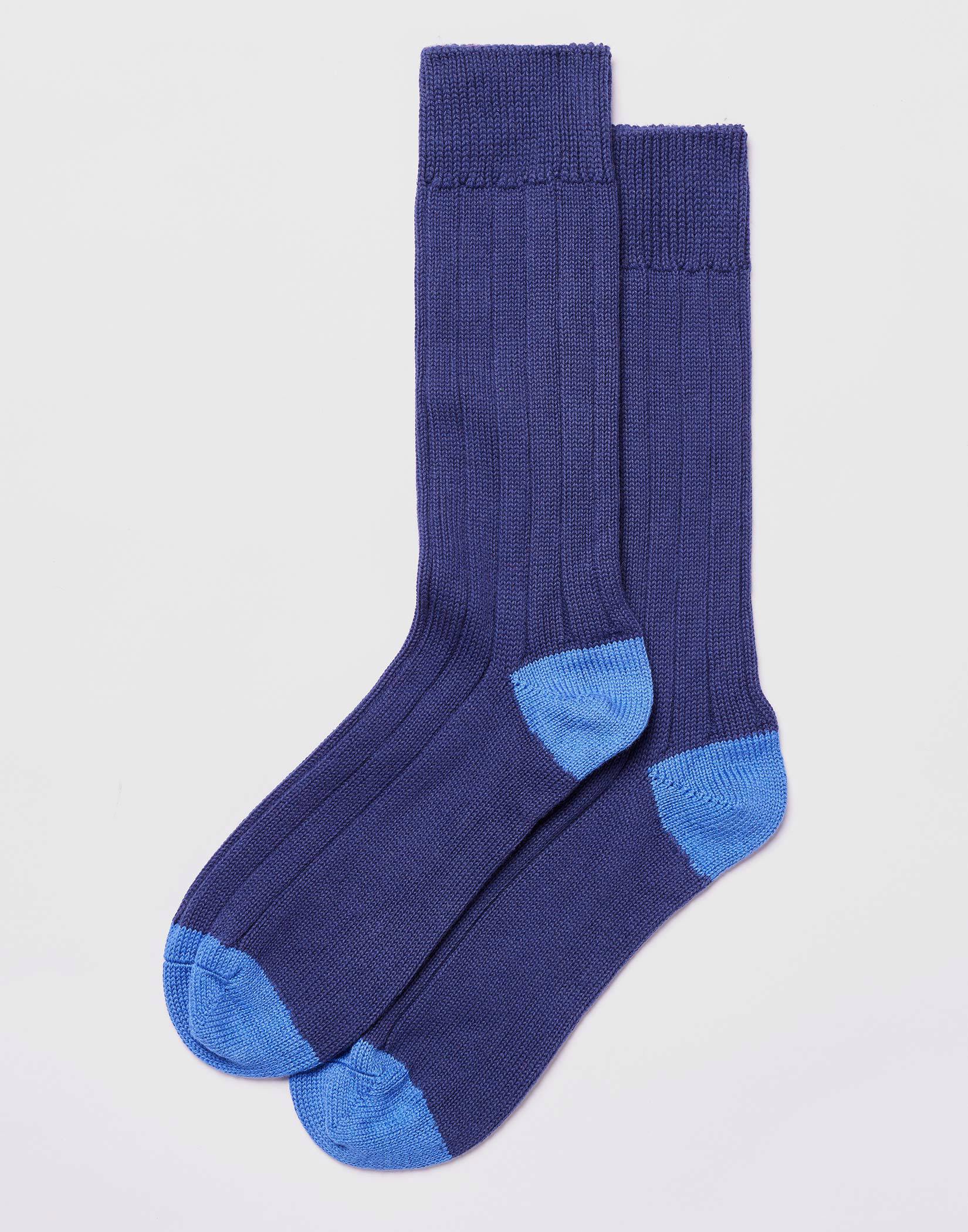 Heel & Toe Cotton Socks - Navy/Royal