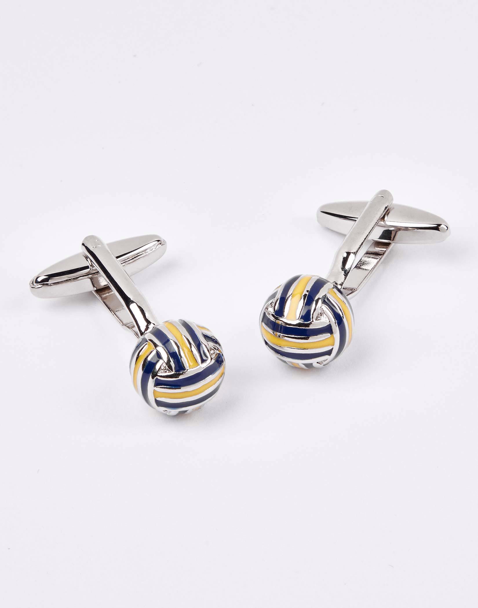 Navy/Yellow Enamel Ball Cufflinks